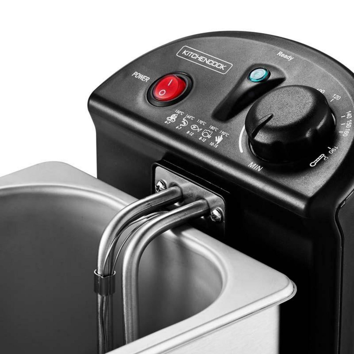 KITCHENCOOK Kitchencook - Friteuse 3l Inox Semi Pro - 2100w - Couvercle Avec Fenêtre - Rangement Compact - Pieds Antidérapants