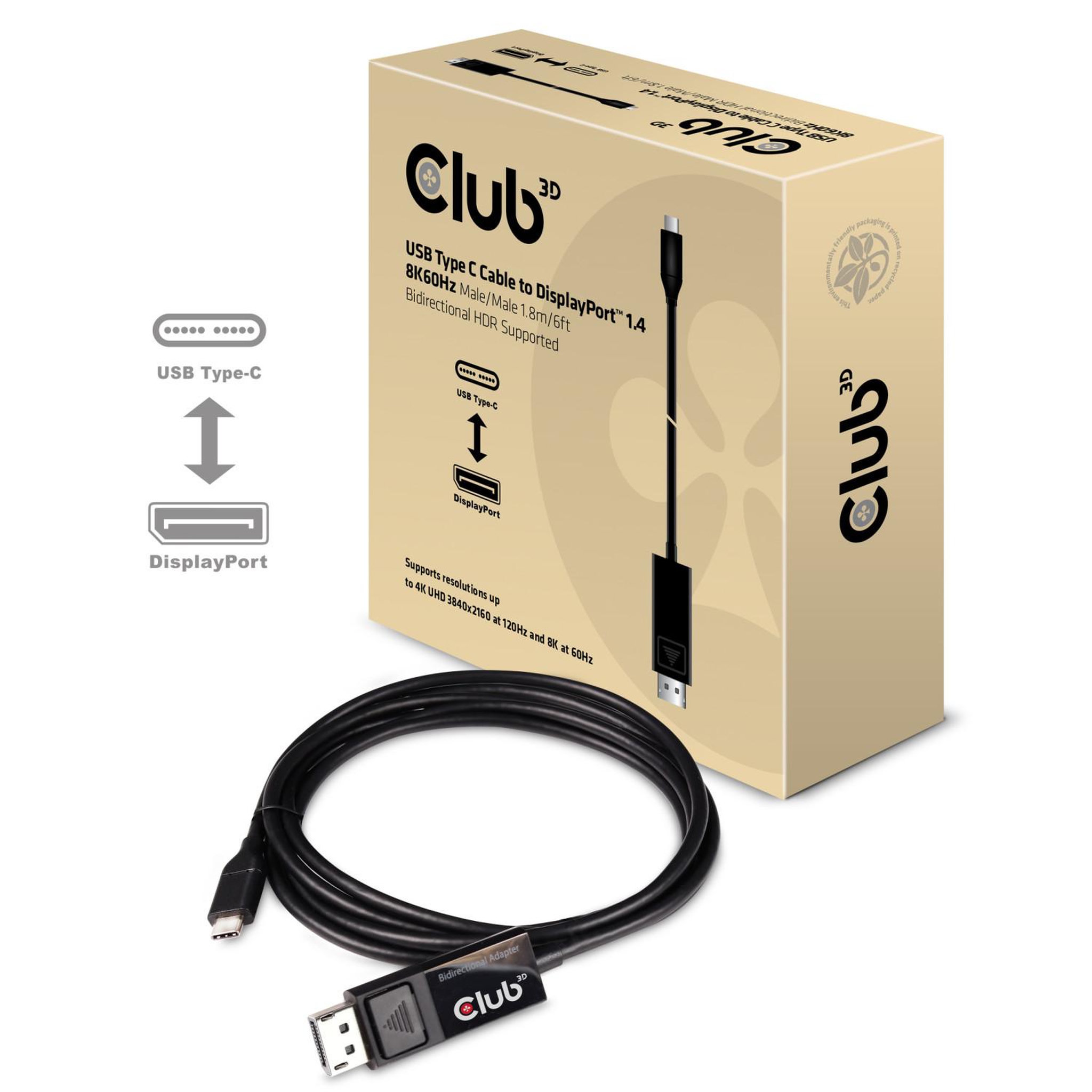 Voir la diapositive 3 : CLUB 3D CLUB3D cac-1557 USB C Displayport 1.4 Noir