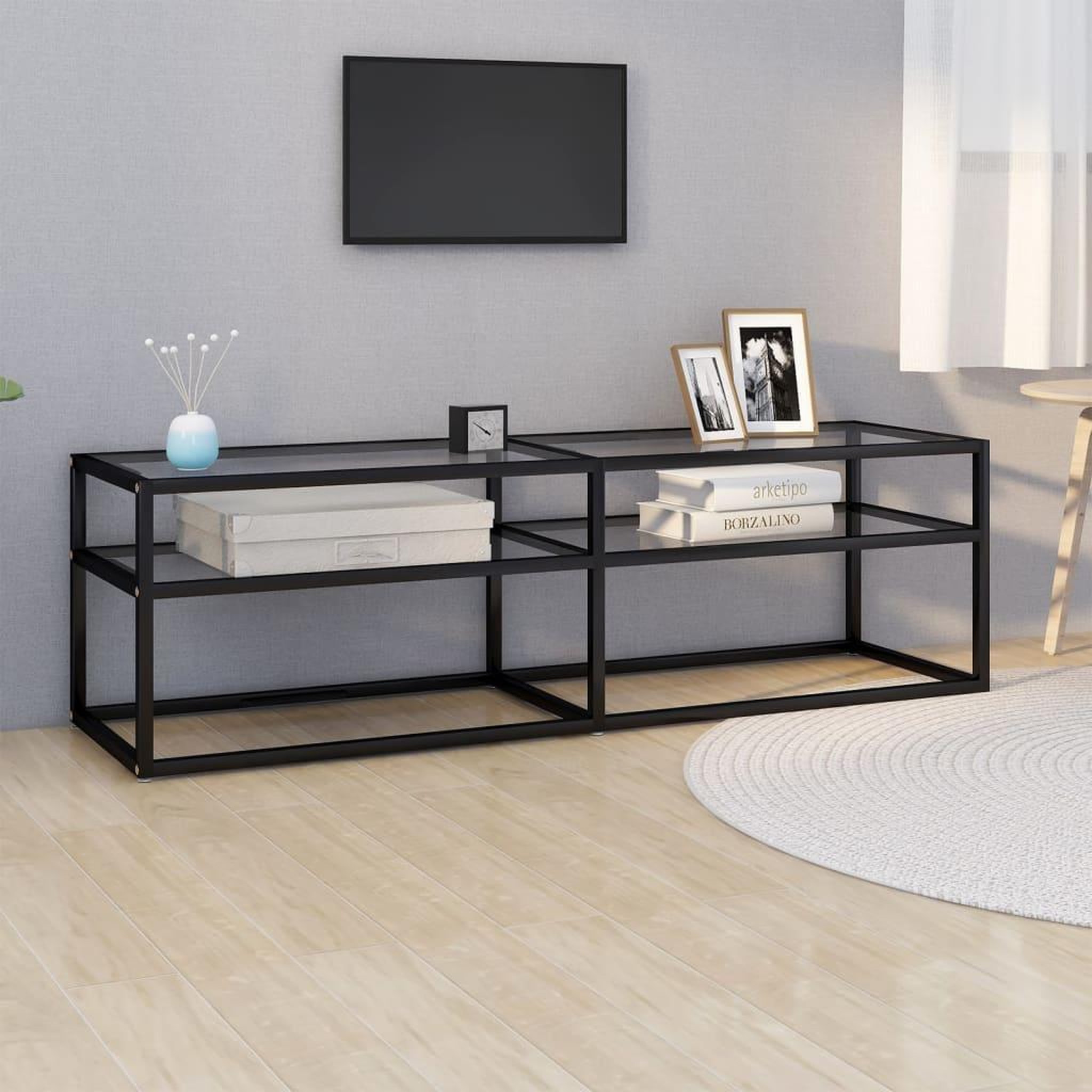 VIDAXL Meuble TV Transparent 140x40x40,5 cm Verre trempe