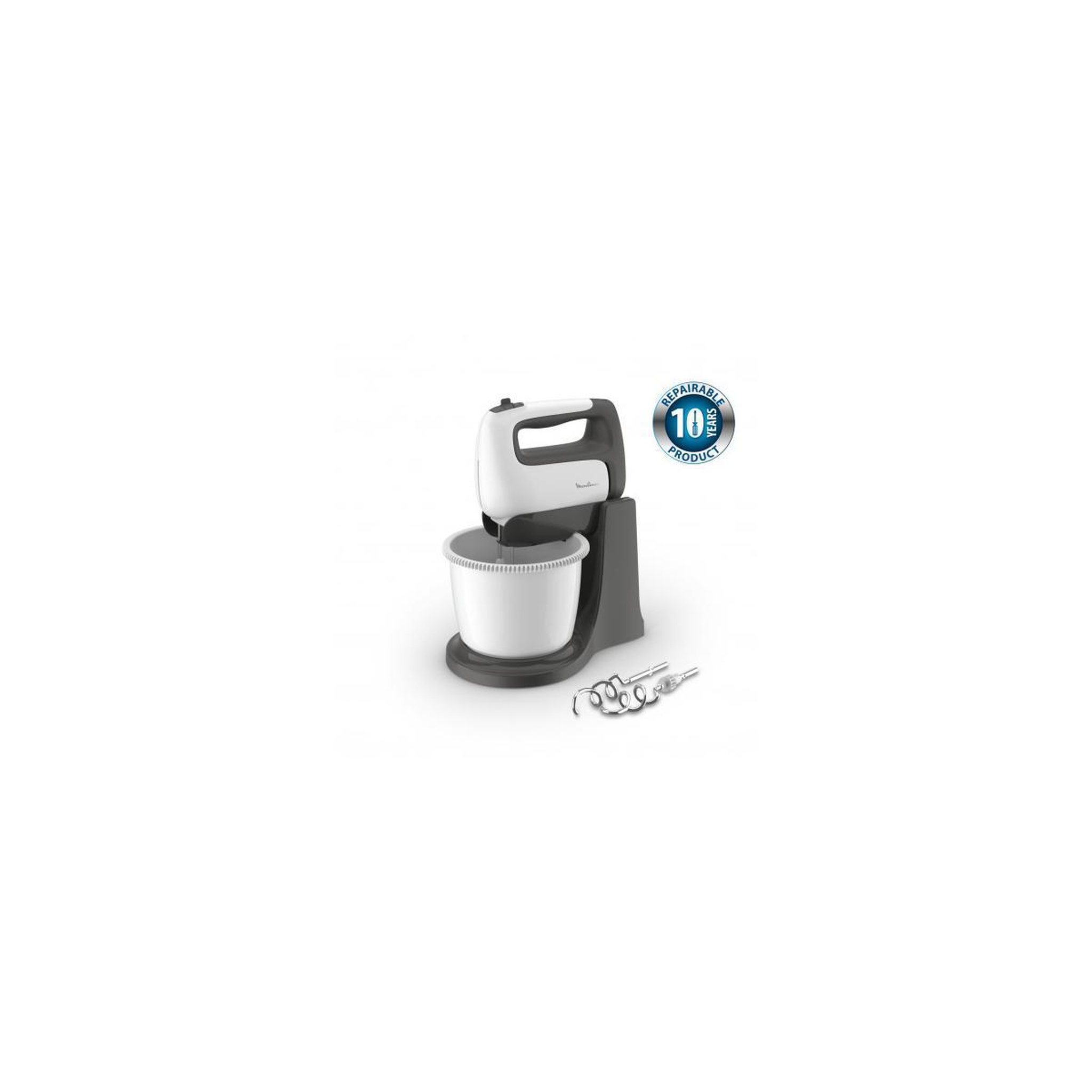 Voir la diapositive 3 : MOULINEX Robot pâtissier Moulinex blanc/gris 2,5L 500W