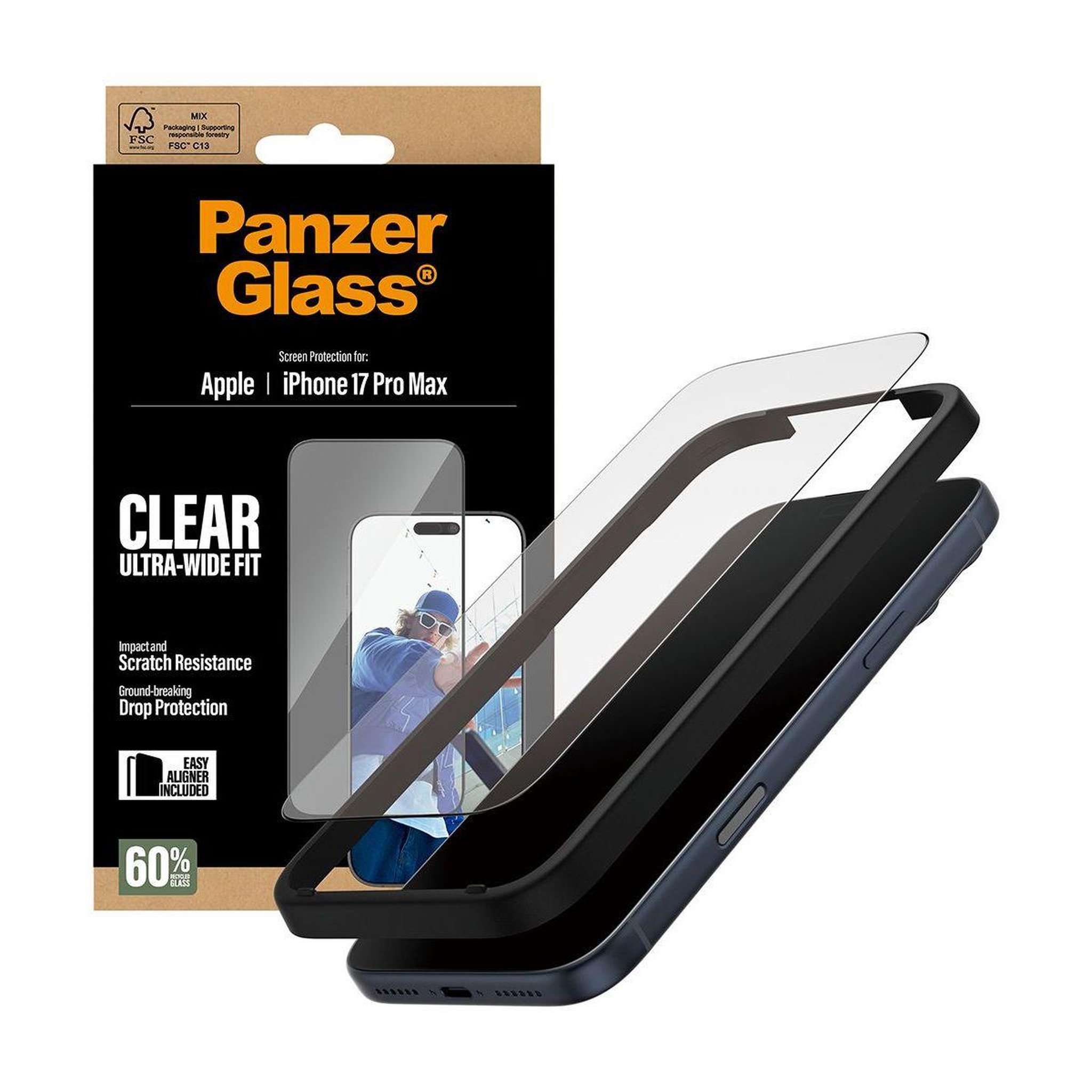 Voir la diapositive 5 : PANZERGLASS Protège écran iphone 17 pro max verre trempé uwf
