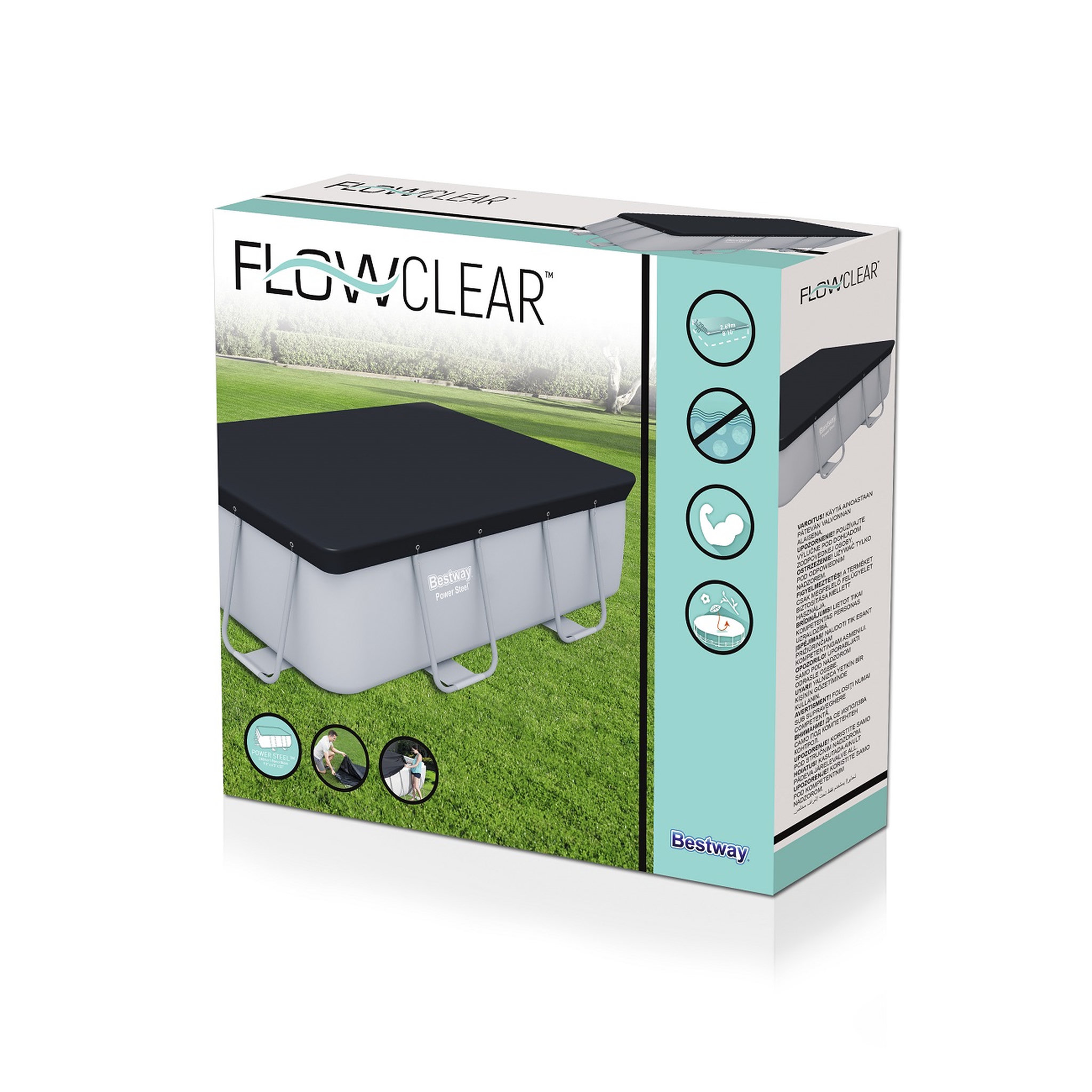 Voir la diapositive 2 : BESTWAY Bâche 4 saisons pour piscine Rectangulaire Power Frame 2,82 x 1,96 m 
