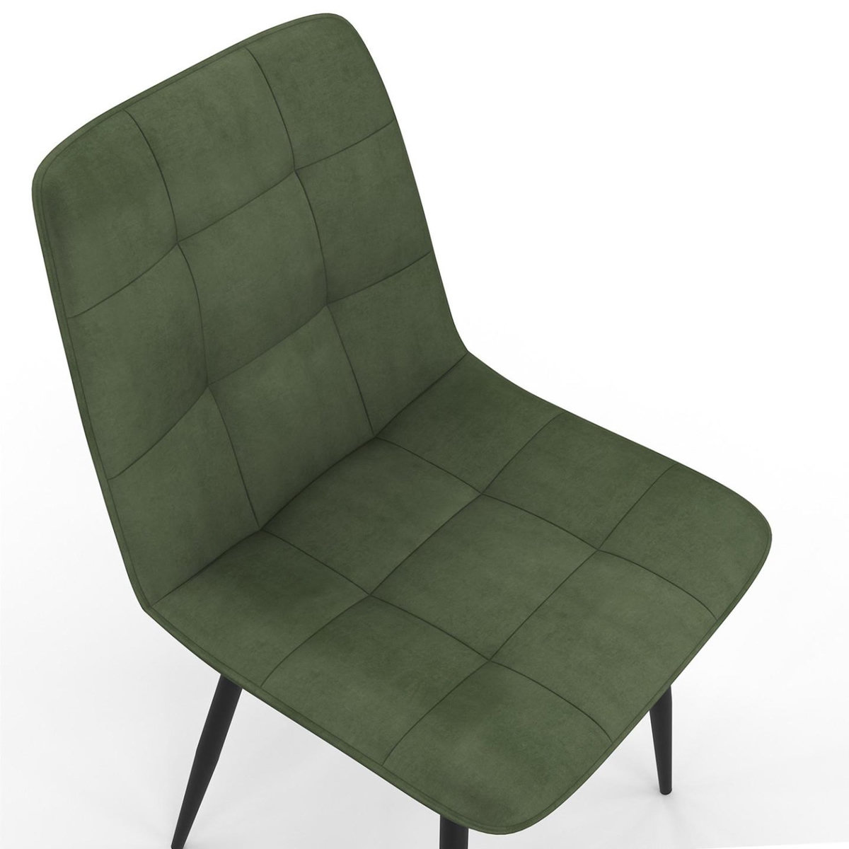 ID MARKET Lot de 6 chaises MILA en velours vert kaki pour salle à manger