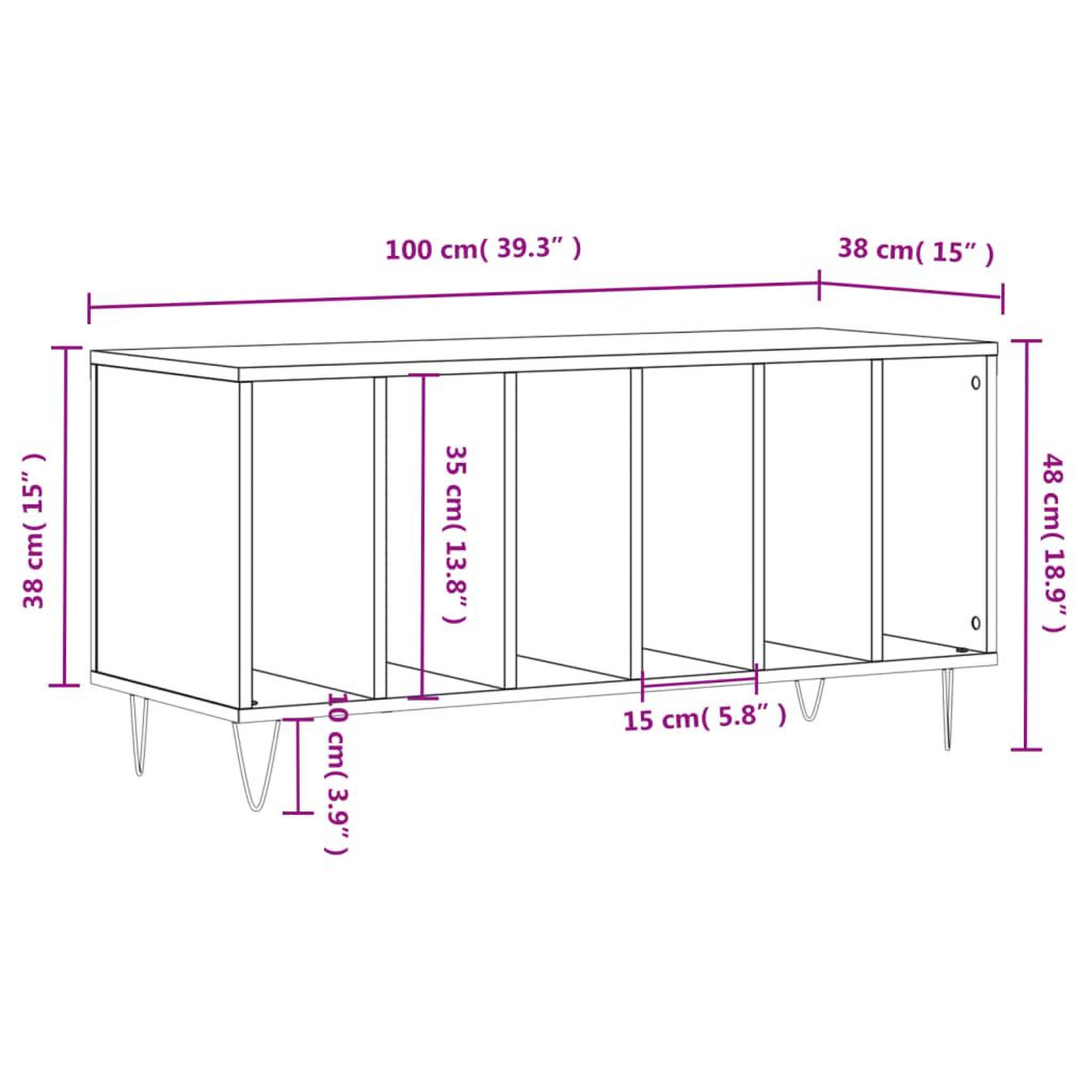 Voir la diapositive 6 : VIDAXL Armoire a disques gris beton 100x38x48 cm bois d'ingenierie