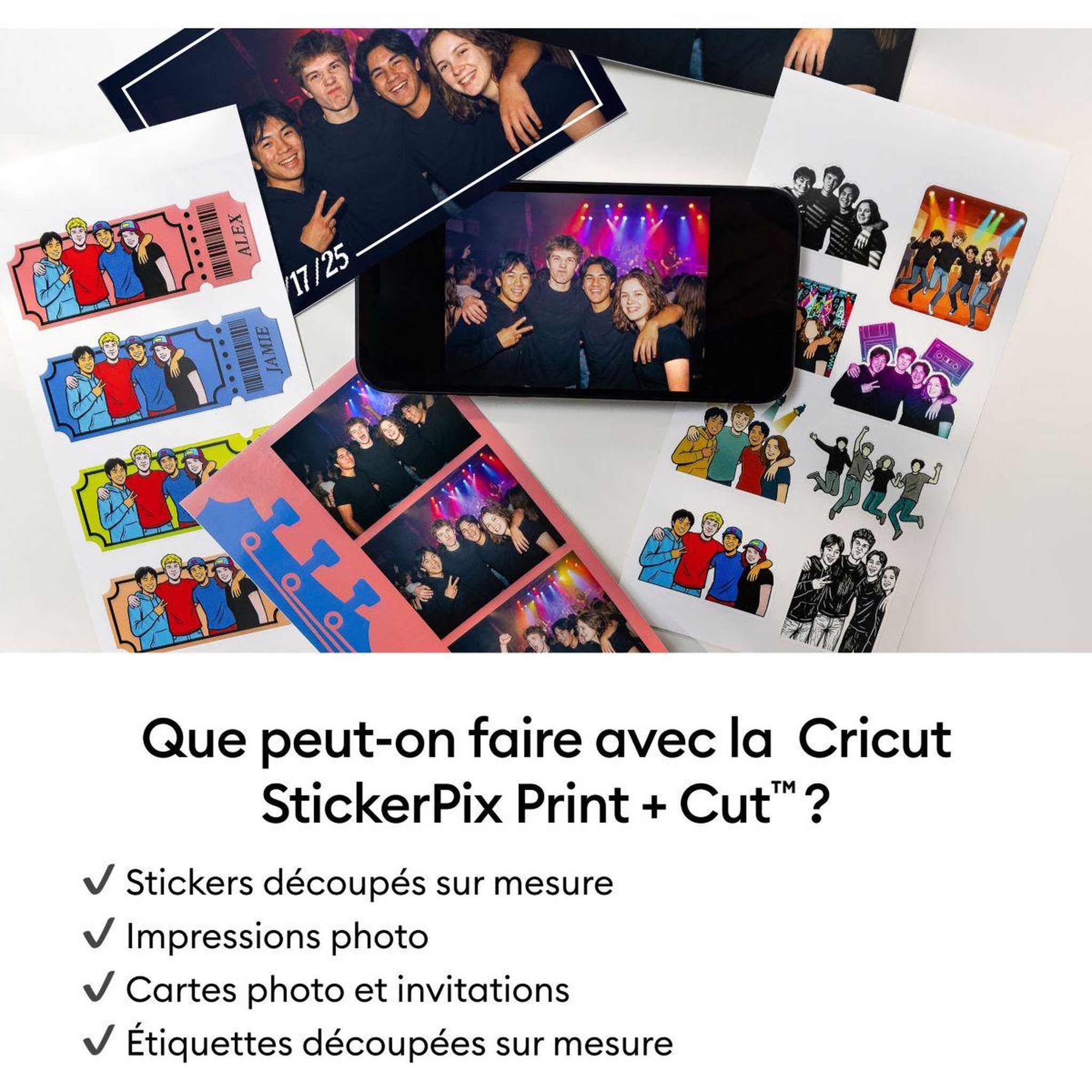 Voir la diapositive 4 : CRICUT Imprimante stickers/photos StickerPix Print/Cut