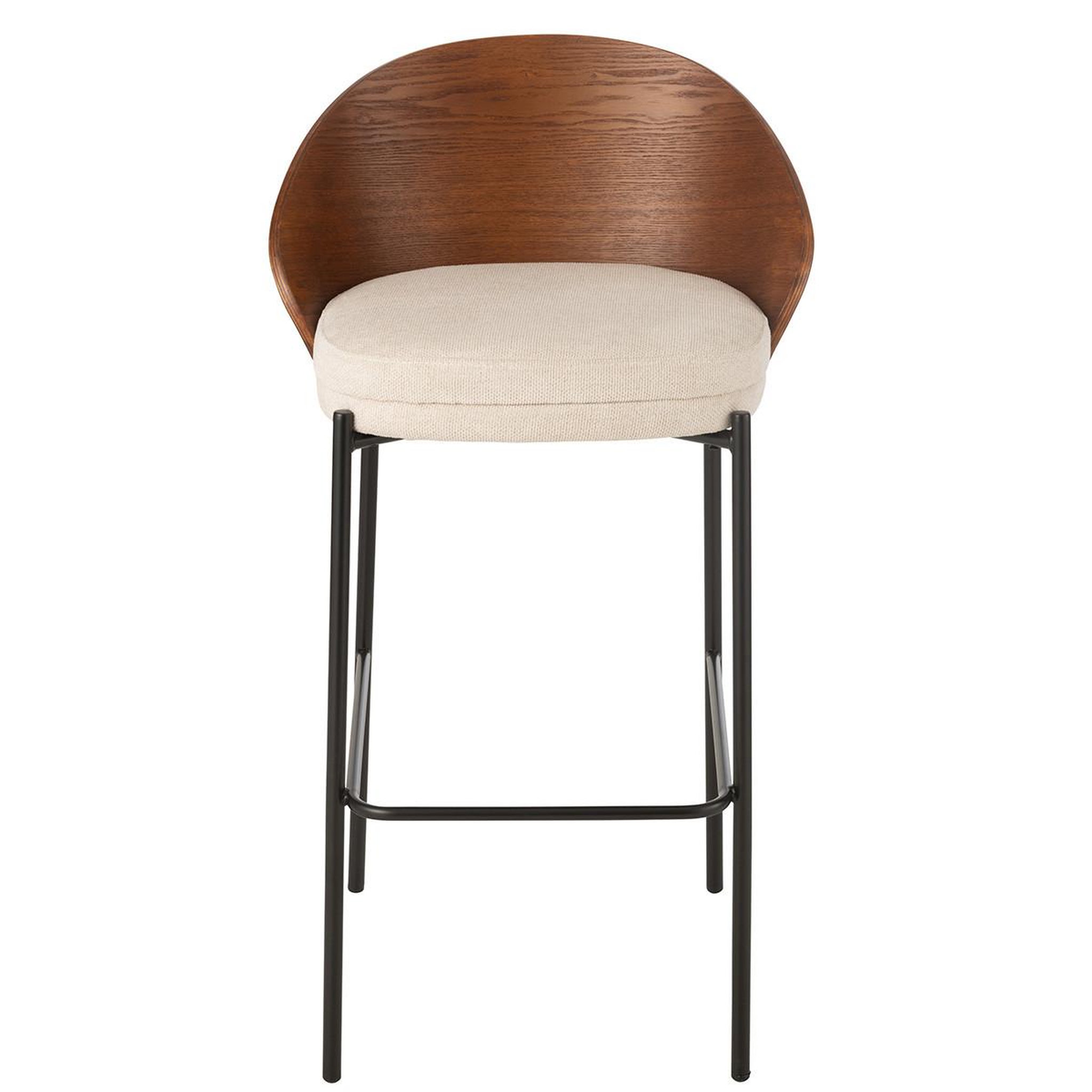 Voir la diapositive 2 : J-LINE Chaise de bar design  lone  97cm marron & beige