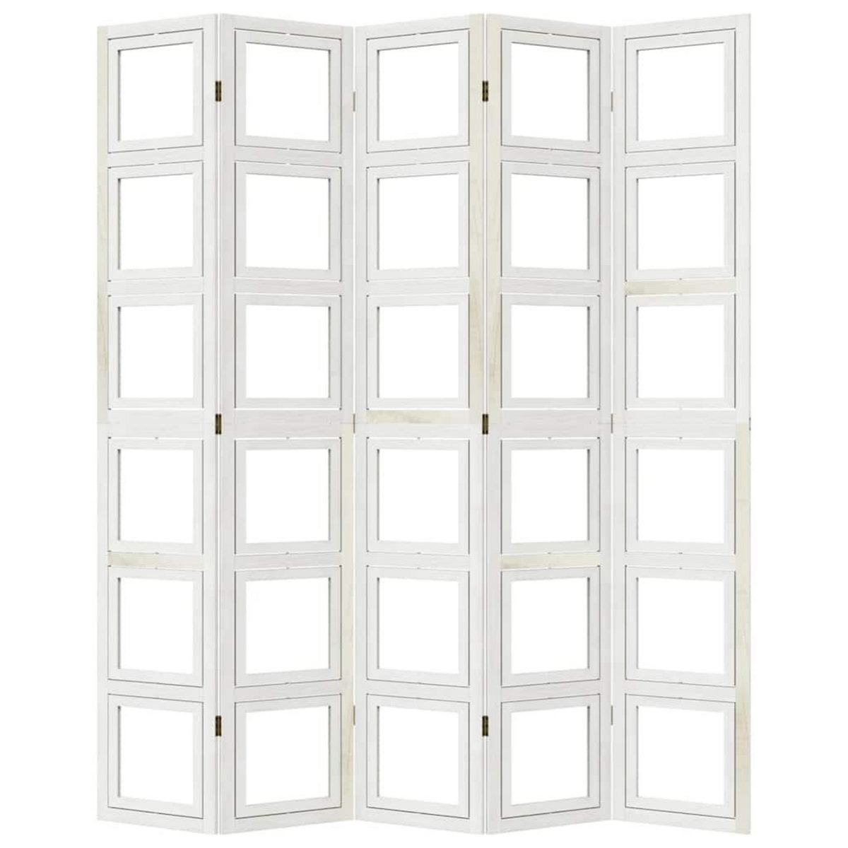 VIDAXL Cloison de separation 5 panneaux blanc bois de paulownia massif