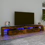 Voir la diapositive 1 : VIDAXL Meuble TV avec lumieres LED Chene fume 260x36,5x40 cm