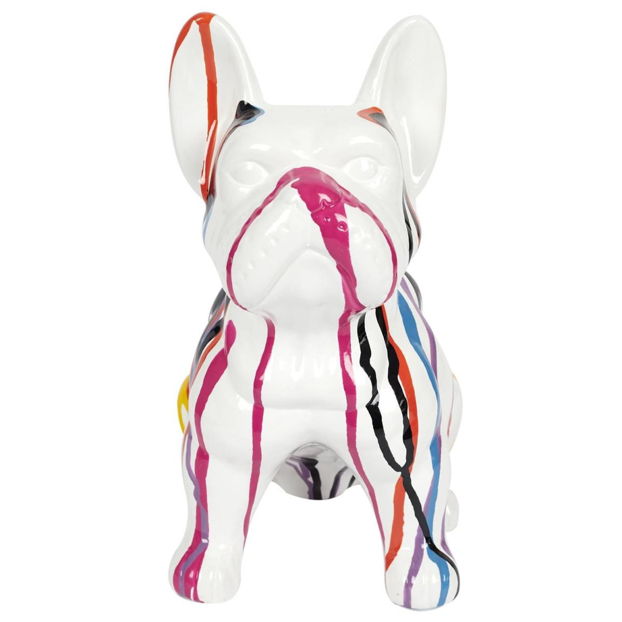 Voir la diapositive 2 : The Home Deco Factory Statuette déco  bulldog coulures  30cm multicolore
