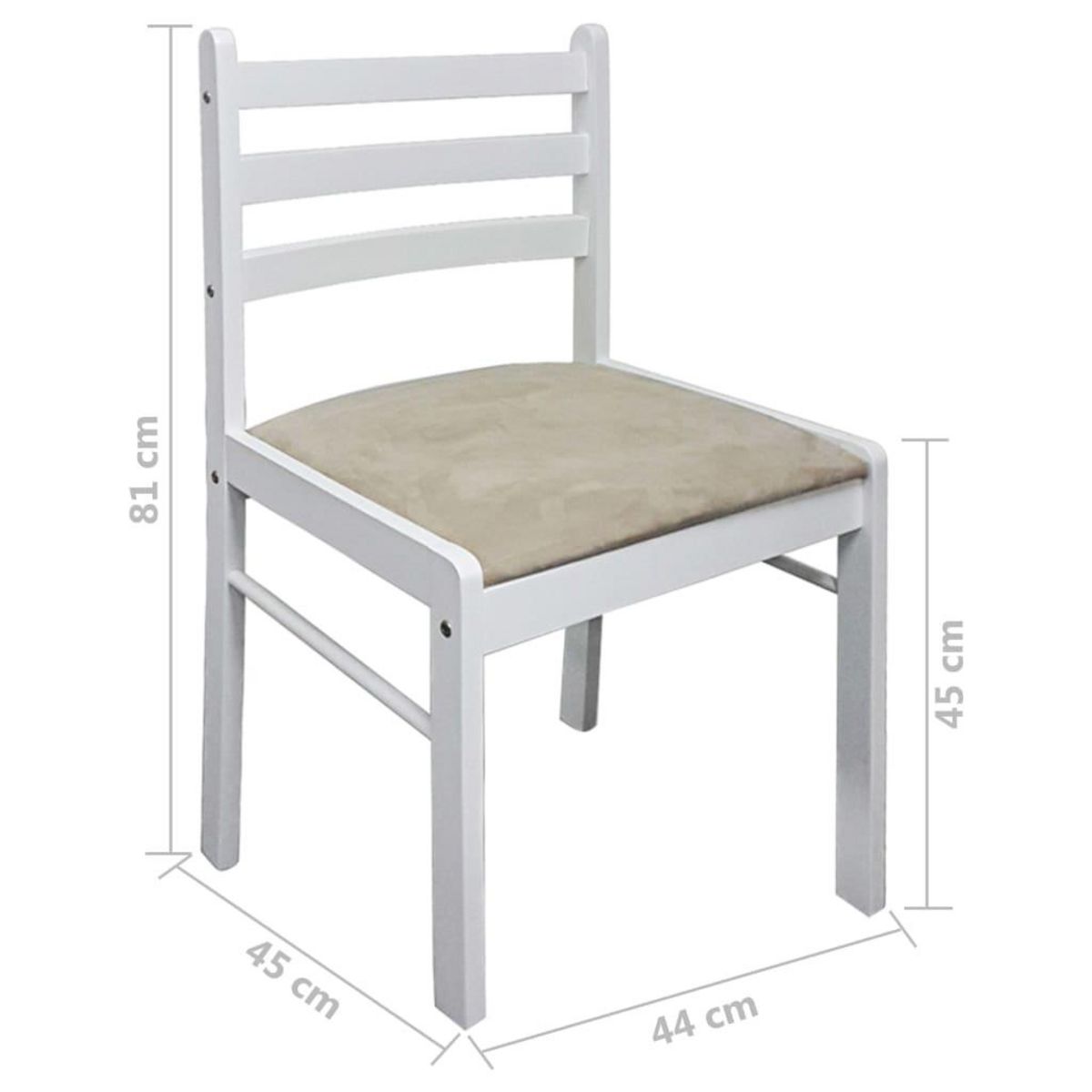 VIDAXL Chaises a manger lot de 2 blanc hevea solide et velours