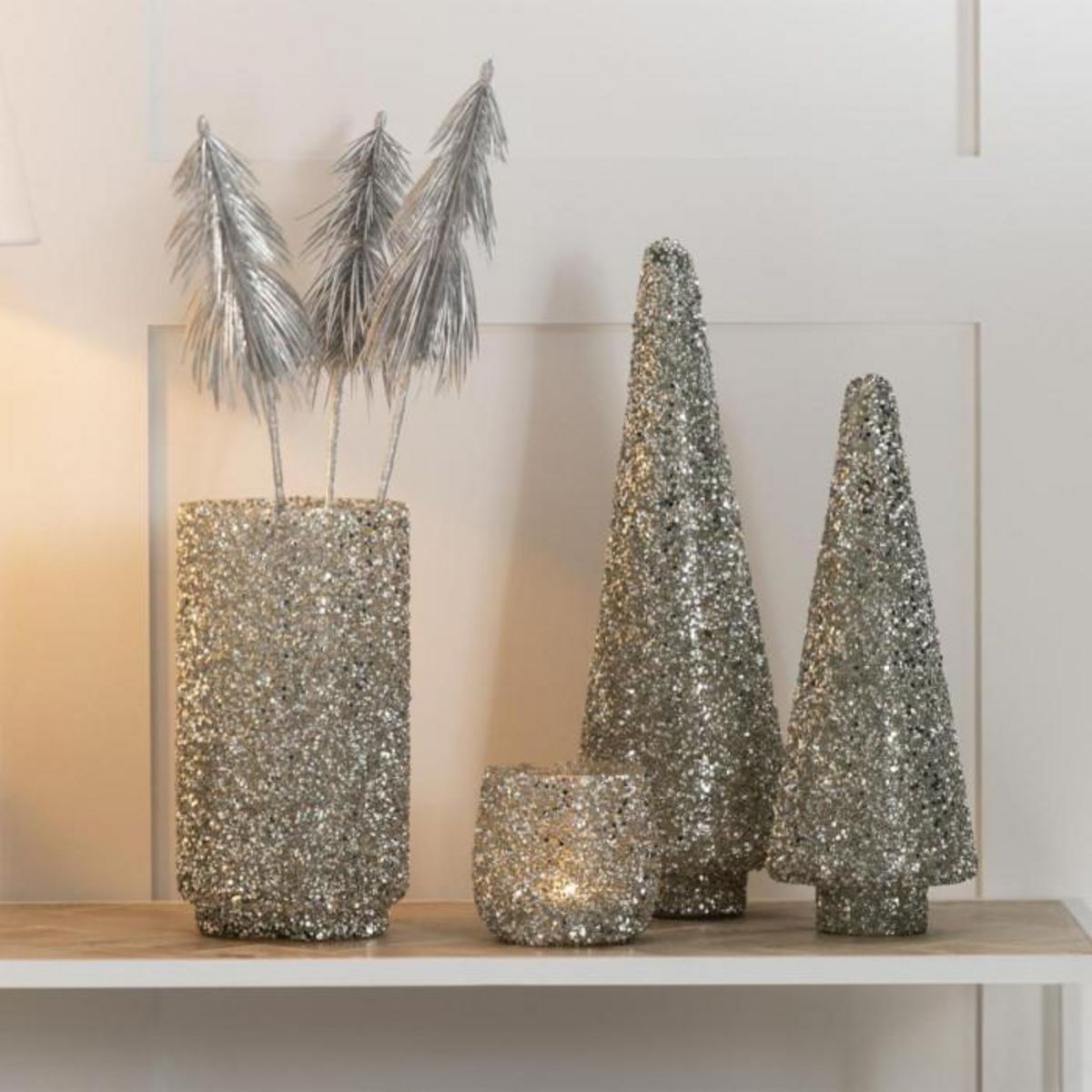 Paris Prix Sapin de Noël Déco à Paillettes  Ethel  39cm Argent