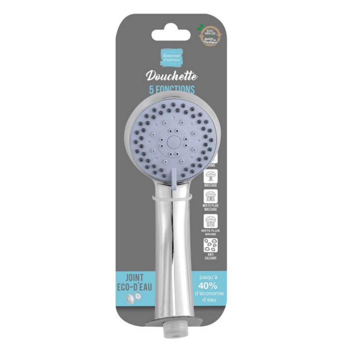 Paris Prix Douchette 5 Fonctions  Eco-d'Eau  21cm Argent