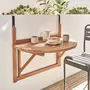 SWEEEK Table d'appoint en bois pour balcon. semi-arrondie. rabattable. hauteur ajustable