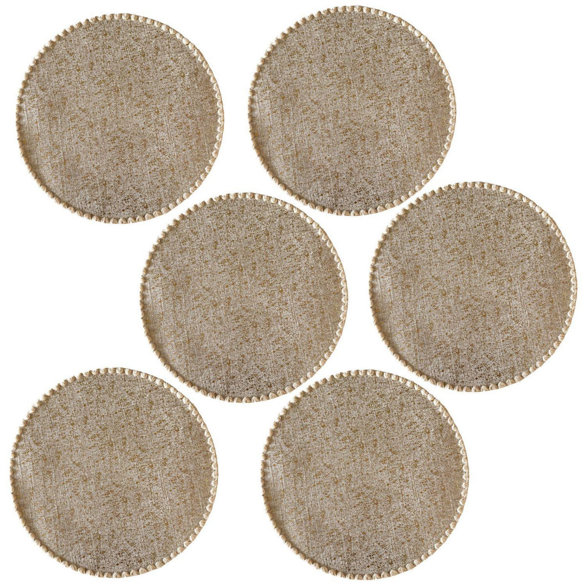 HABITABLE Lot de 6 sets de tables ronds en jute ALAGO - Diam. 38 cm - Or