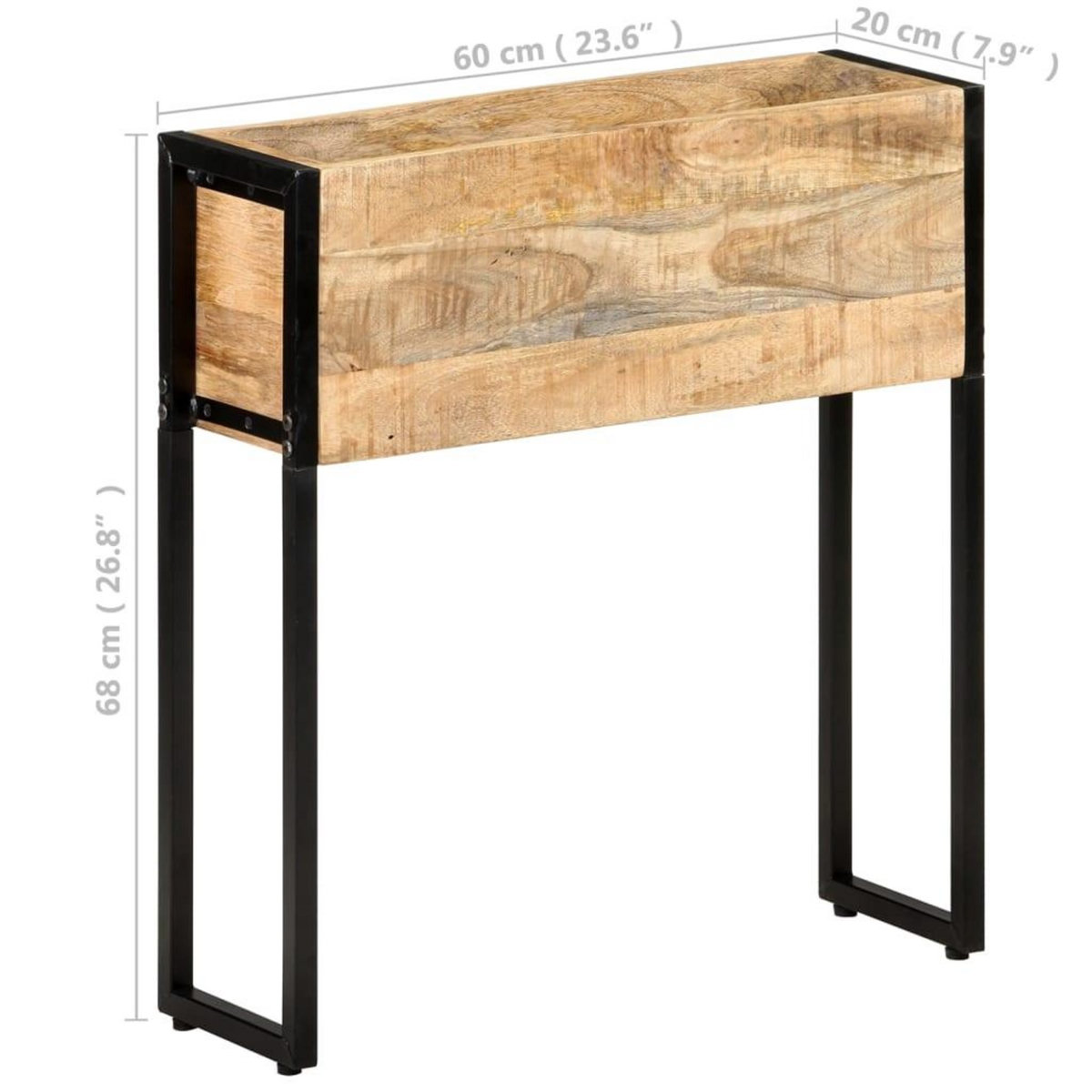 VIDAXL Jardiniere 60x20x68 cm Bois de manguier brut