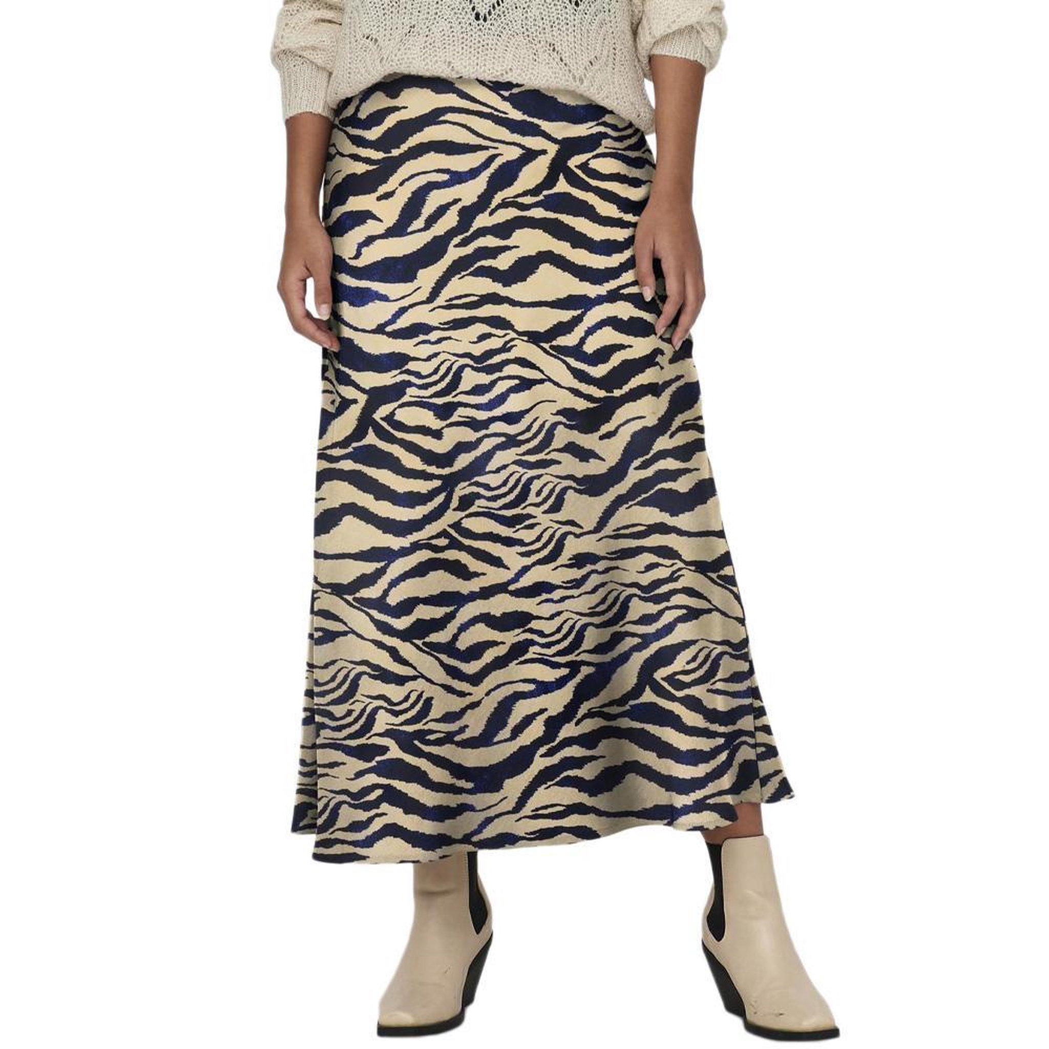 JACQUELINE DE YONG Jupe Beige/Marine Femme JDY Urba. Coloris disponibles : Bleu