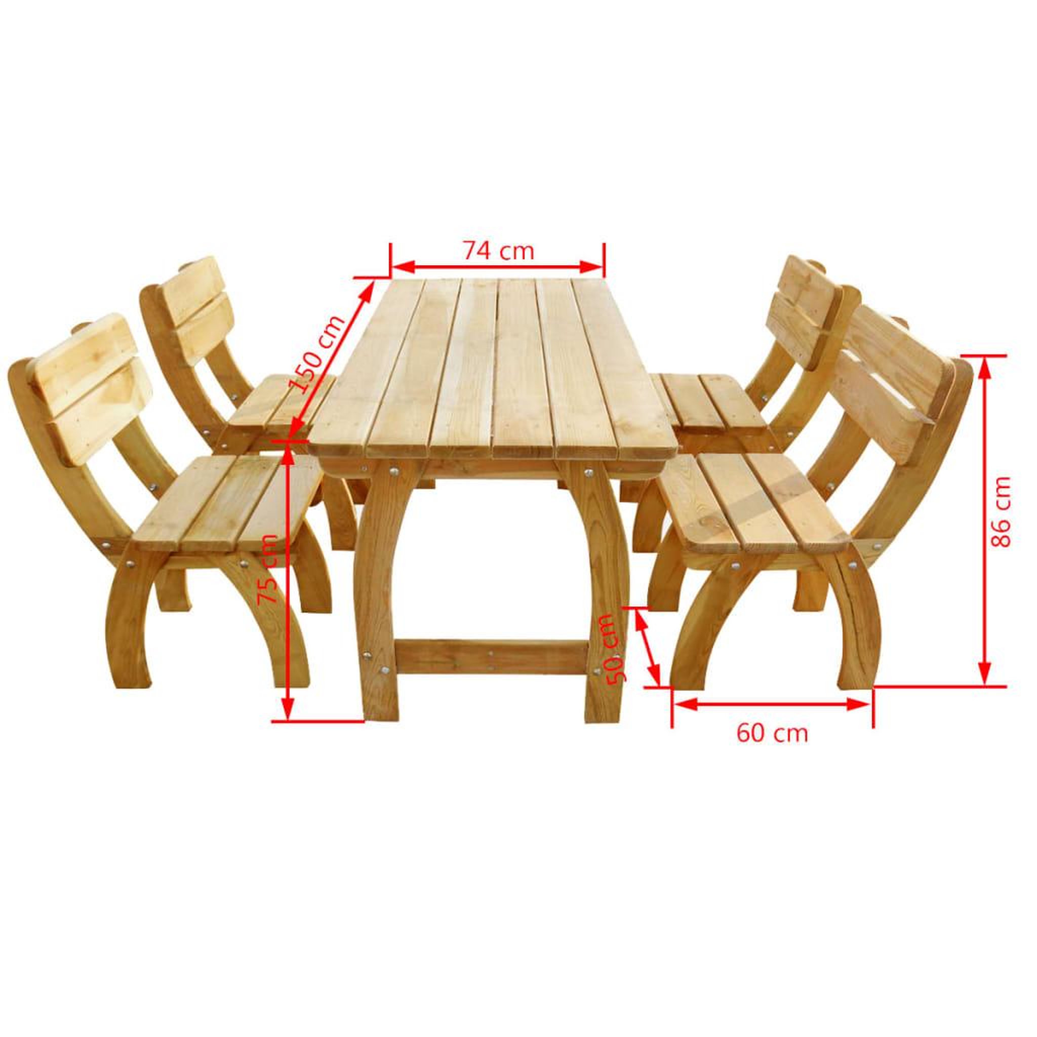 Voir la diapositive 6 : VIDAXL Ensemble a manger d'exterieur 5 pcs pinede impregnee