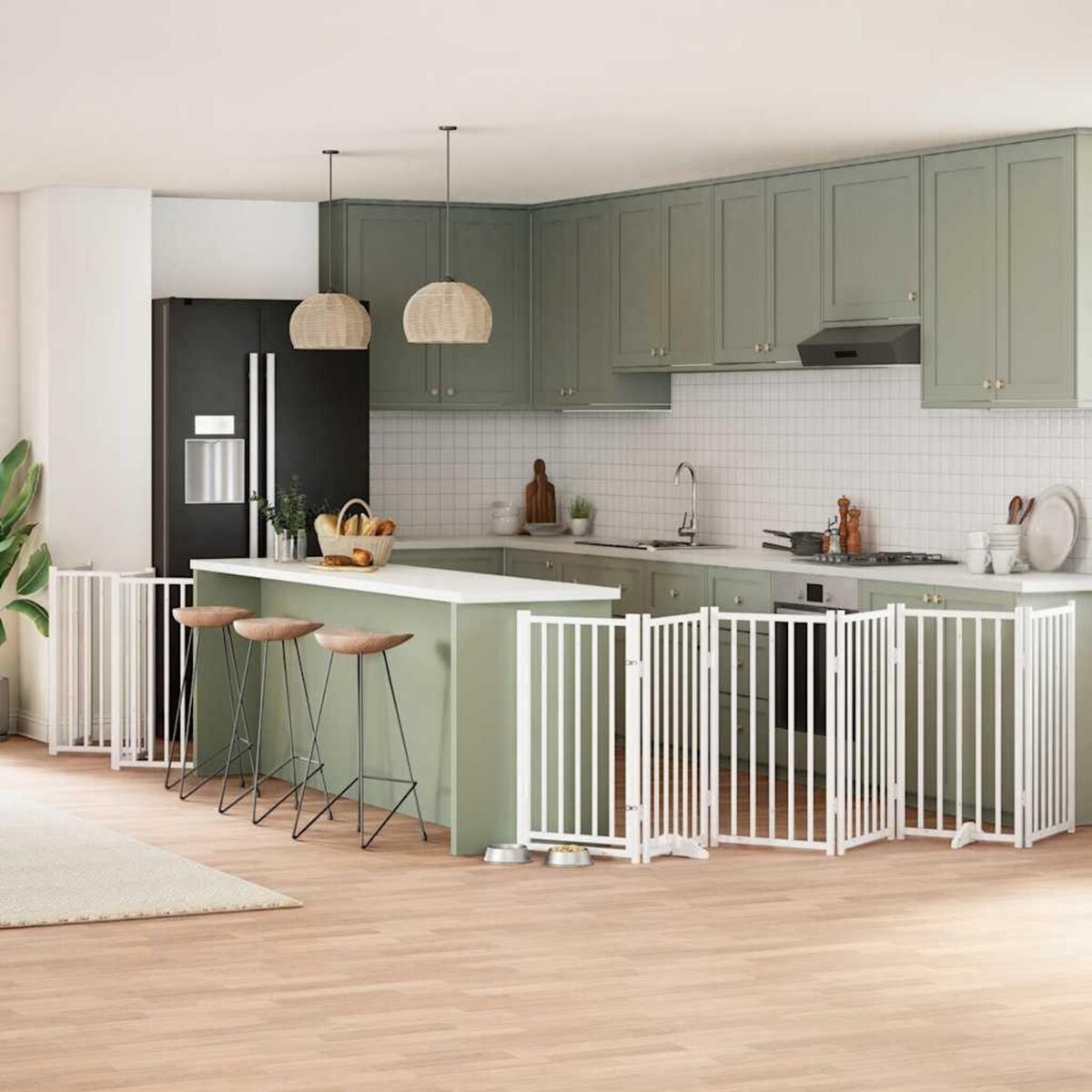 VIDAXL Barriere pour chien porte pliable 12 panneaux bois de peuplier