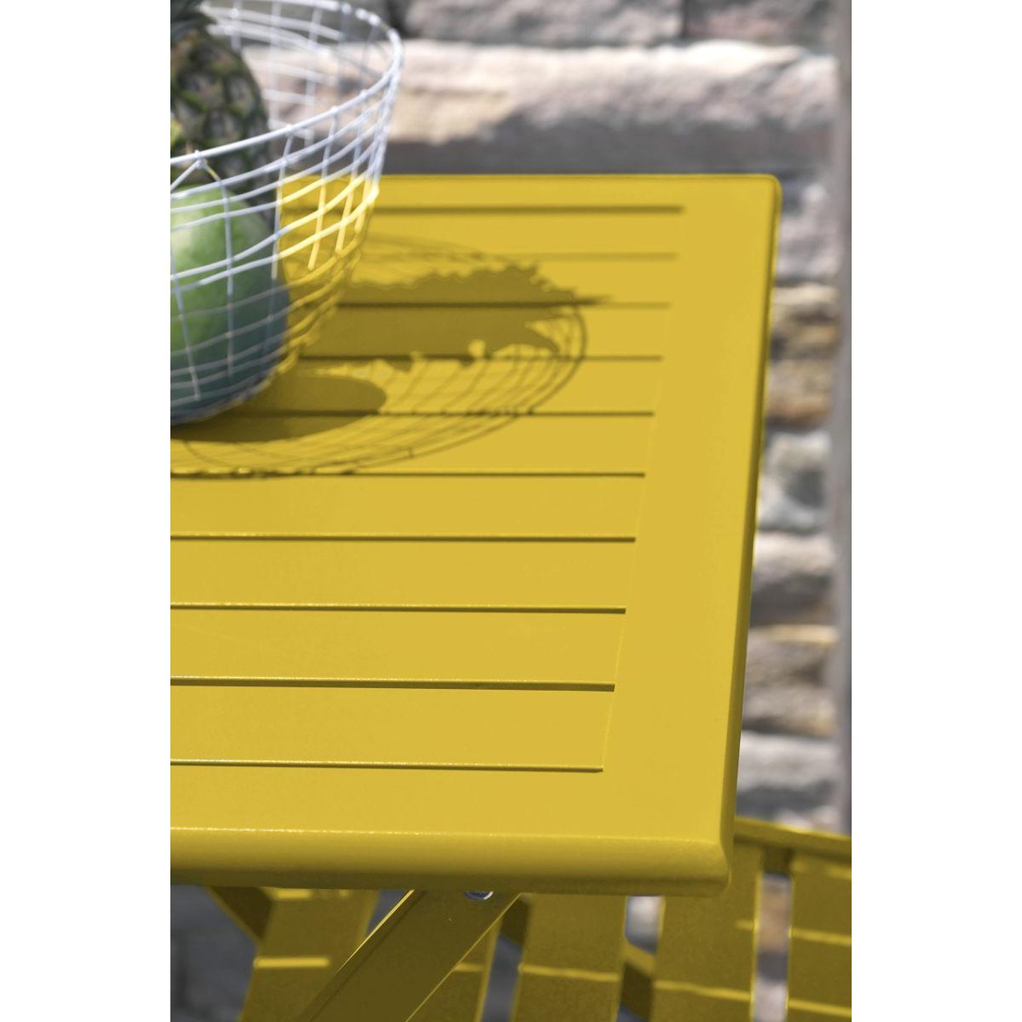 Voir la diapositive 2 : Paris Prix Table de jardin pliante  marius  70cm moutarde