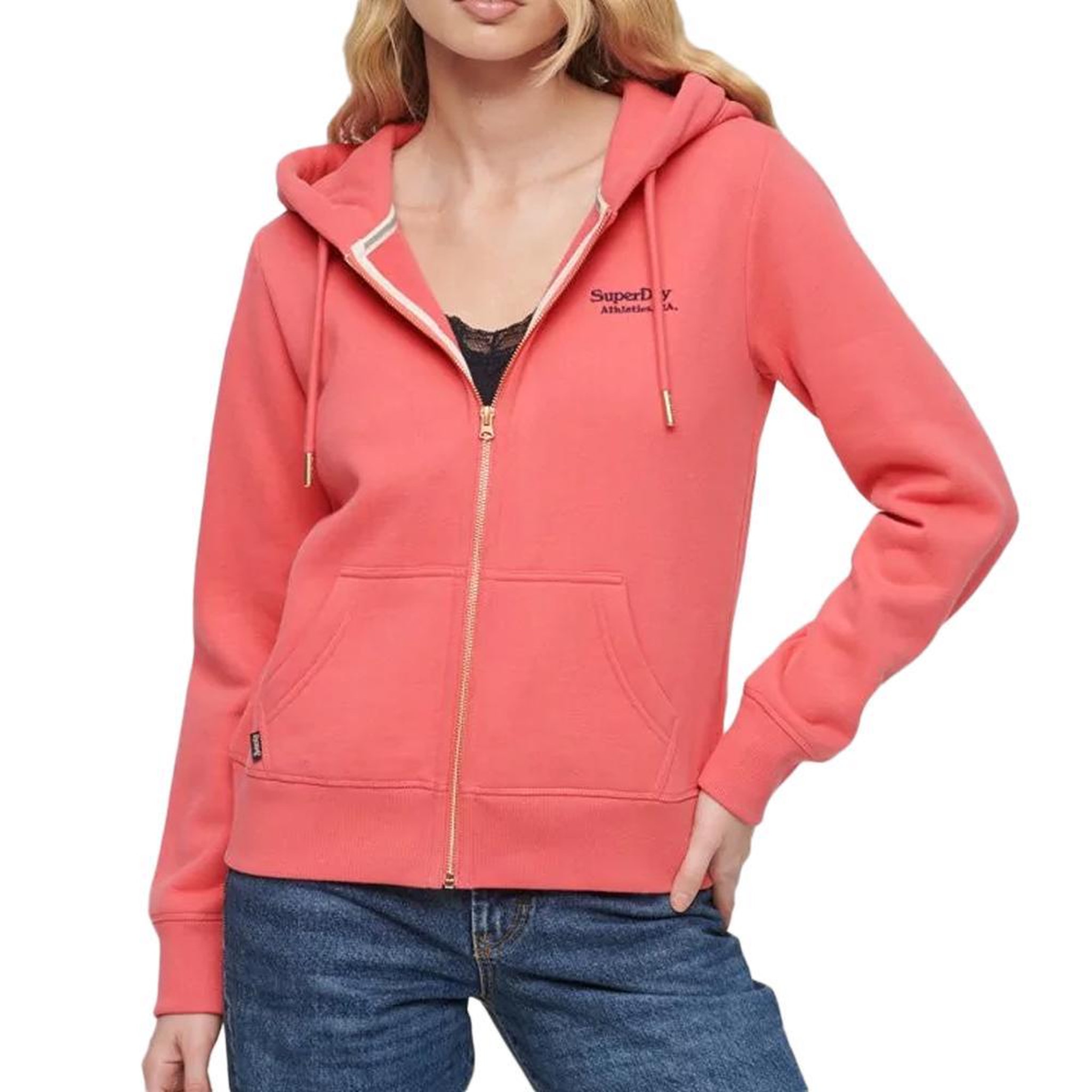 SUPERDRY Sweat zippé rose femme superdry w2012047a. Coloris disponibles : Rose