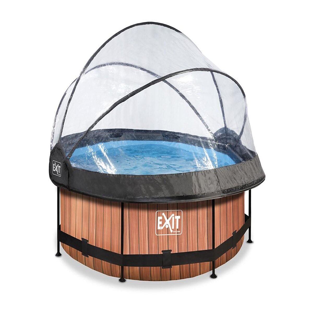 EXIT TOYS Piscine tubulaire Wood ronde 2,44 x 0,76 m avec dôme - Exit Toys