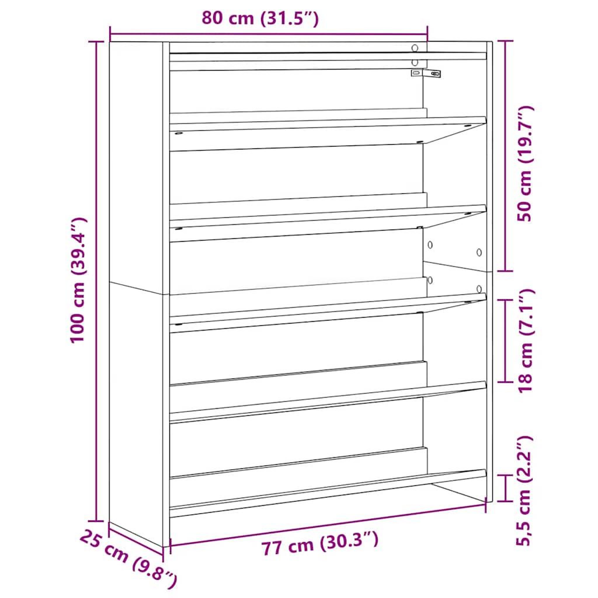 Voir la diapositive 6 : VIDAXL Etagere a chaussures noir 80x25x100 cm bois d'ingenierie