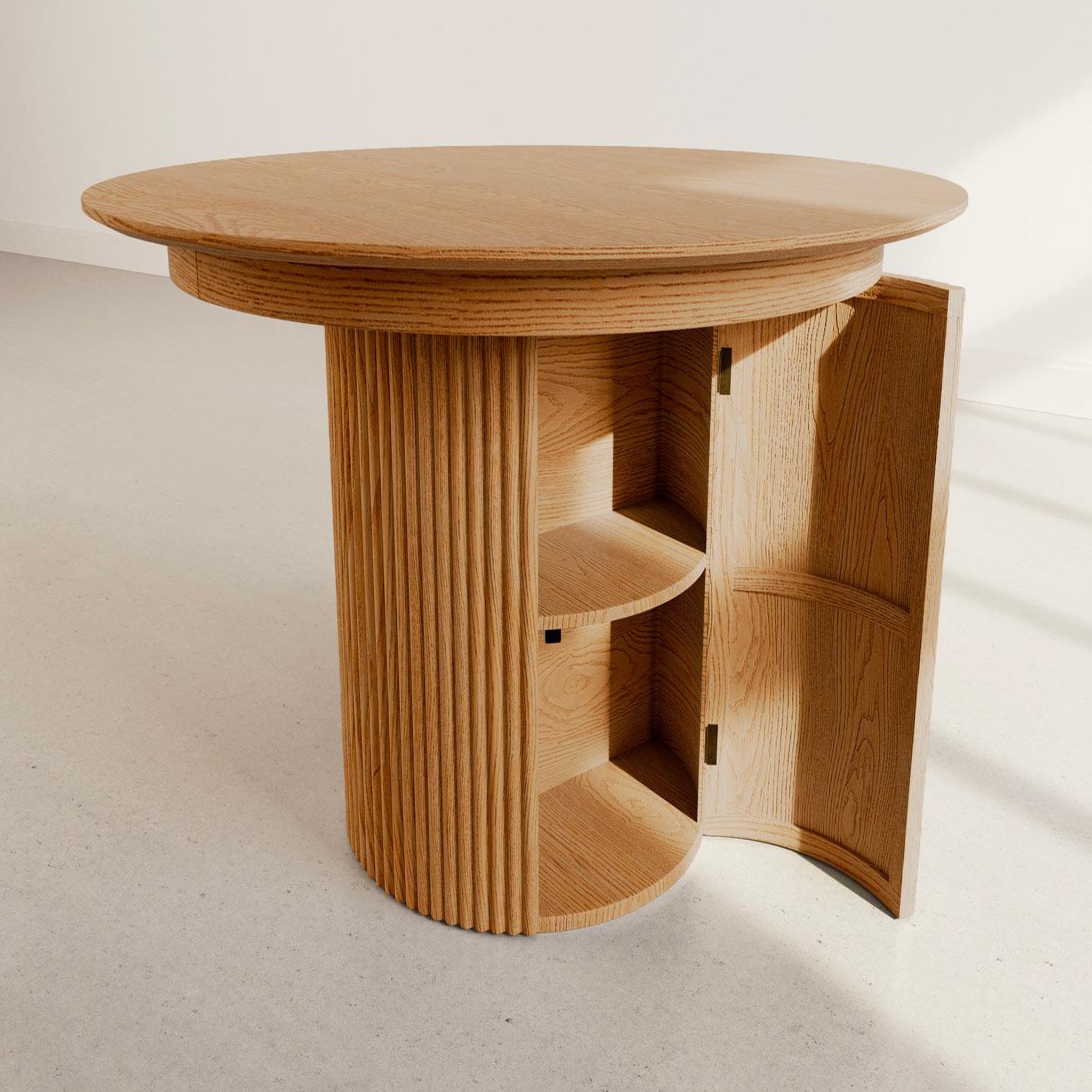 Voir la diapositive 2 : BEST MOBILIER Freya - table à manger ronde extensible avec rangements - effet bois - 4 à 8 personnes