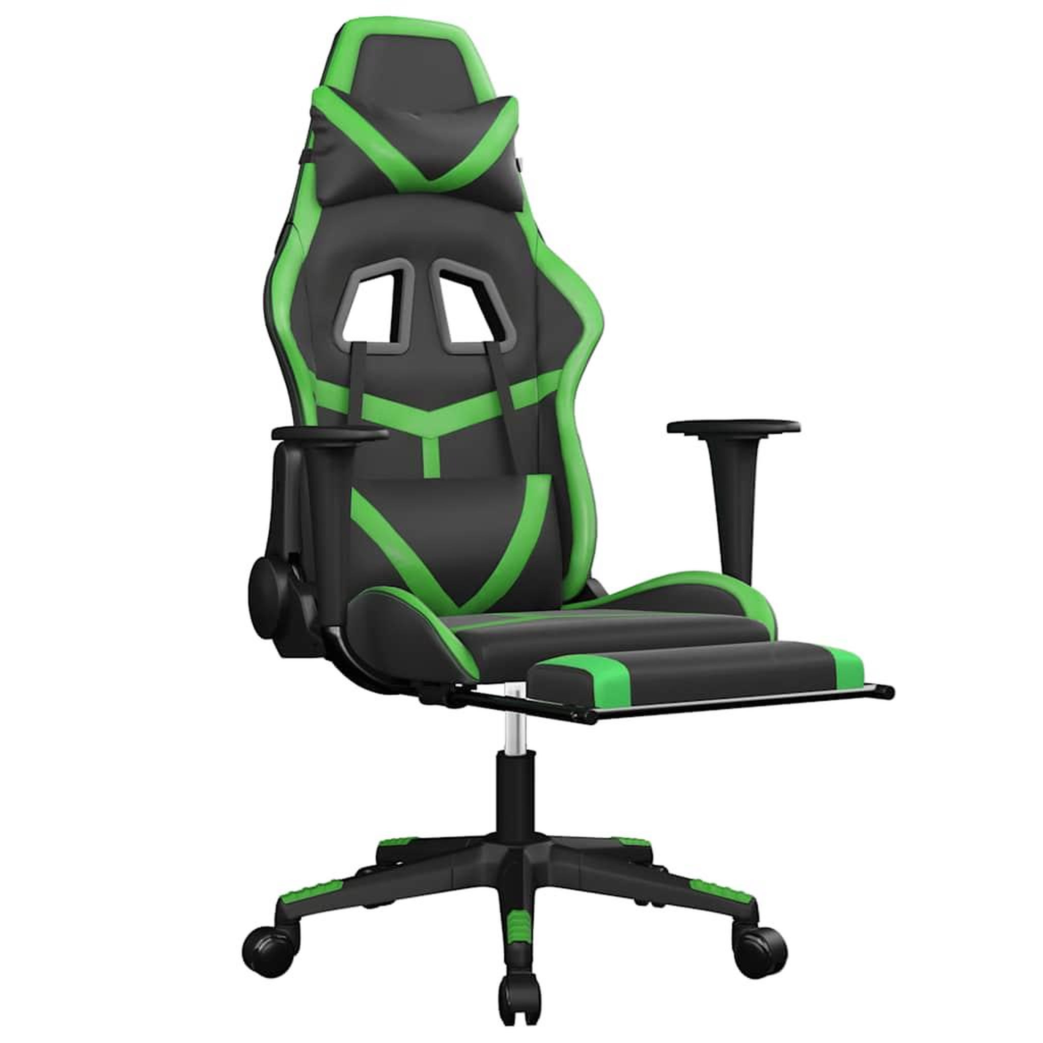 Voir la diapositive 3 : VIDAXL Chaise de jeu de massage avec repose-pied Noir&Vert Similicuir