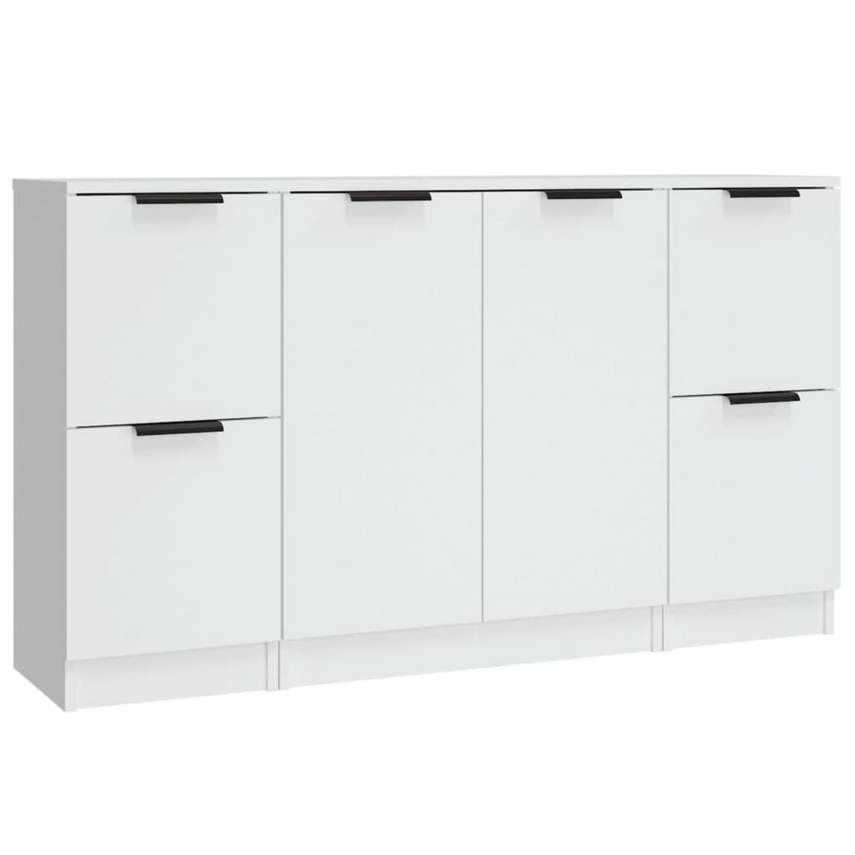 VIDAXL Buffets 3 pcs Blanc Bois d'ingenierie