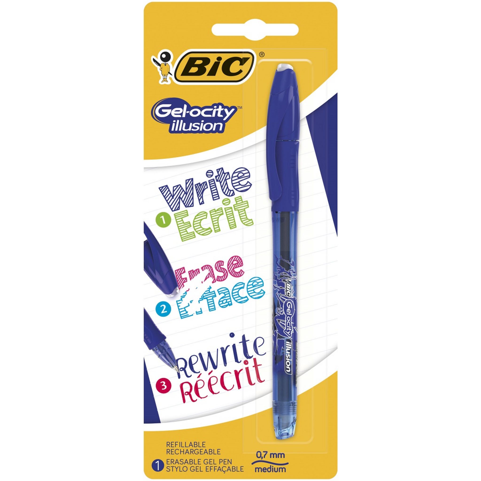 BIC Stylo effaçable Roller Gelocity Illusion bleu pas cher - Auchan.fr