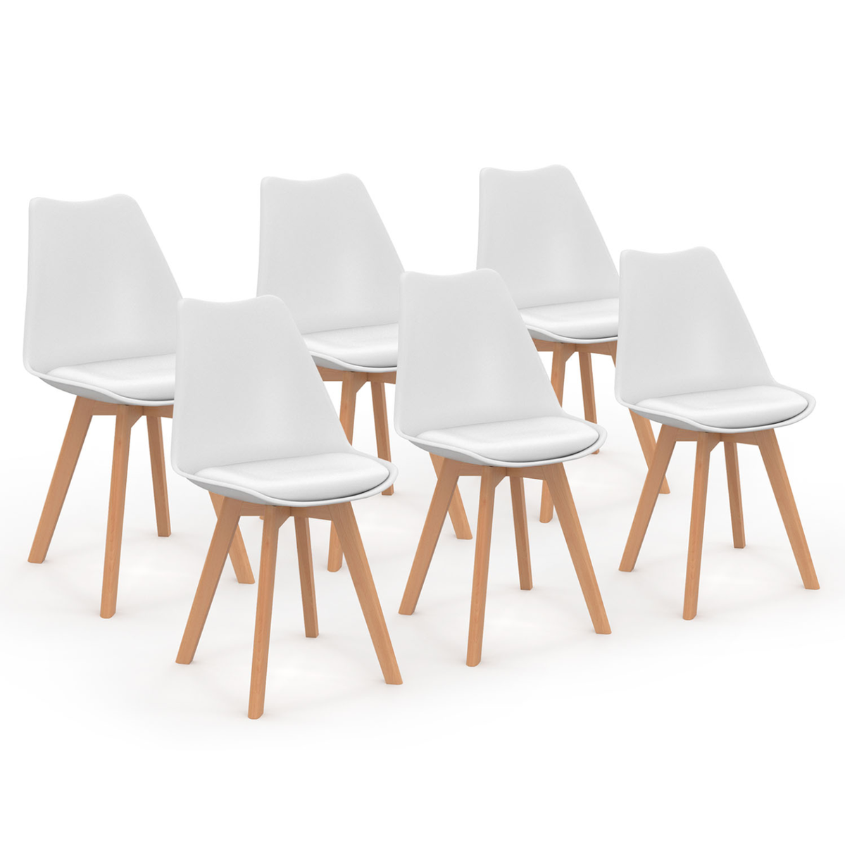 ID MARKET Lot de 6 chaises scandinaves SARA blanches pour salle à manger