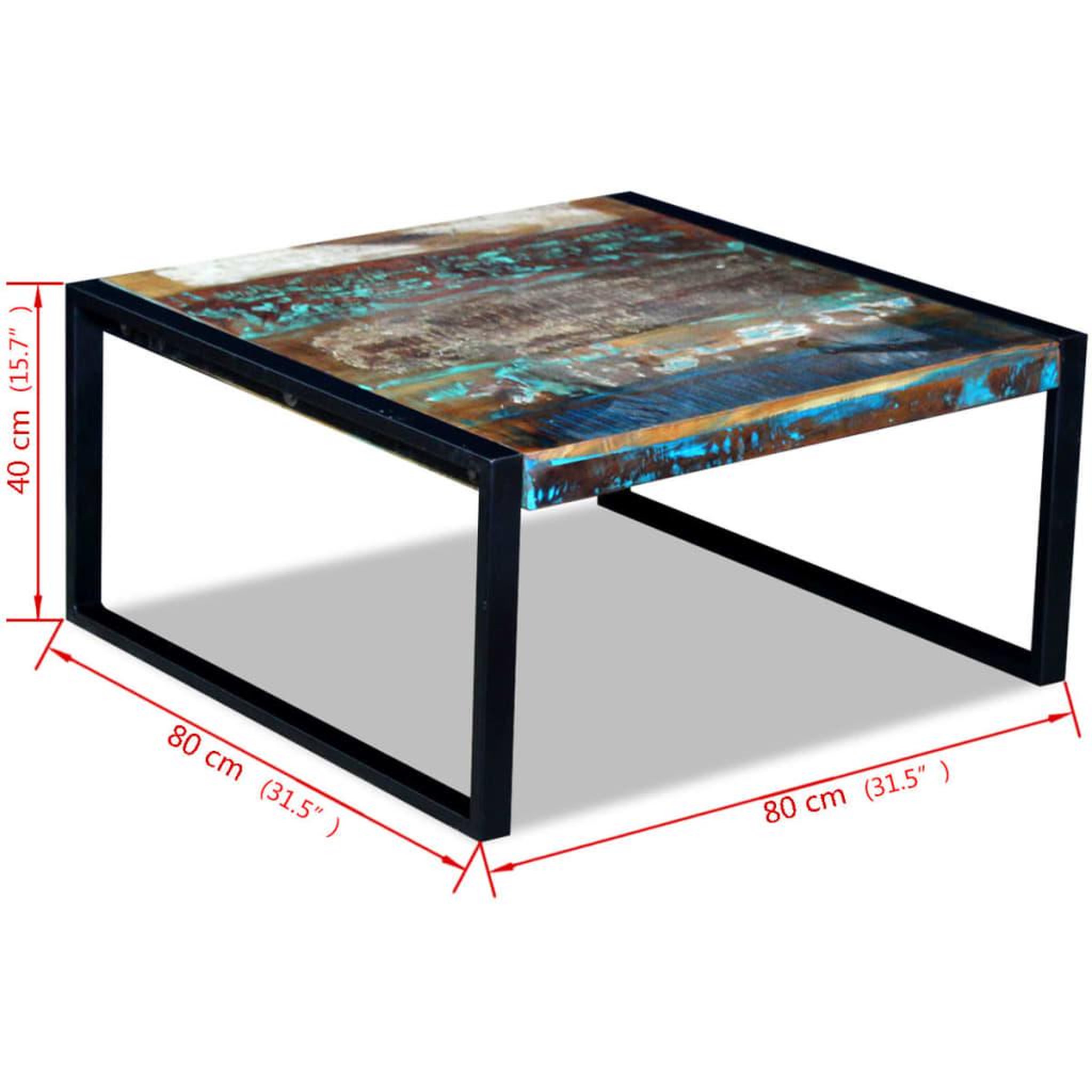 Voir la diapositive 6 : VIDAXL Table basse bois de recuperation massif 80x80x40 cm