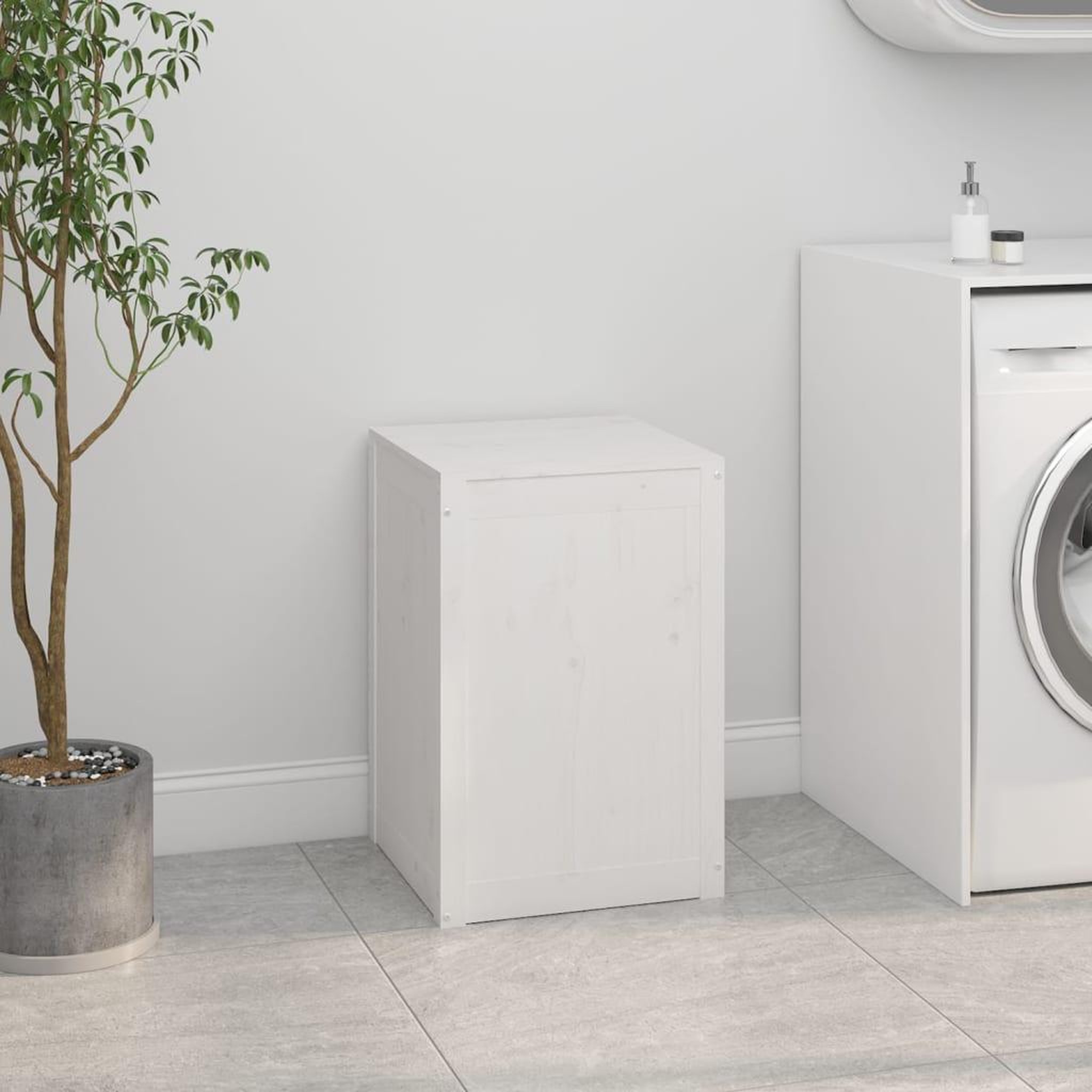 Voir la diapositive 3 : VIDAXL Boîte a linge Blanc 44x44x66 cm Bois massif de pin