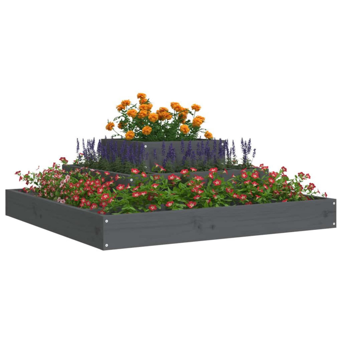 VIDAXL Jardiniere Gris 80x80x27 cm Bois massif de pin