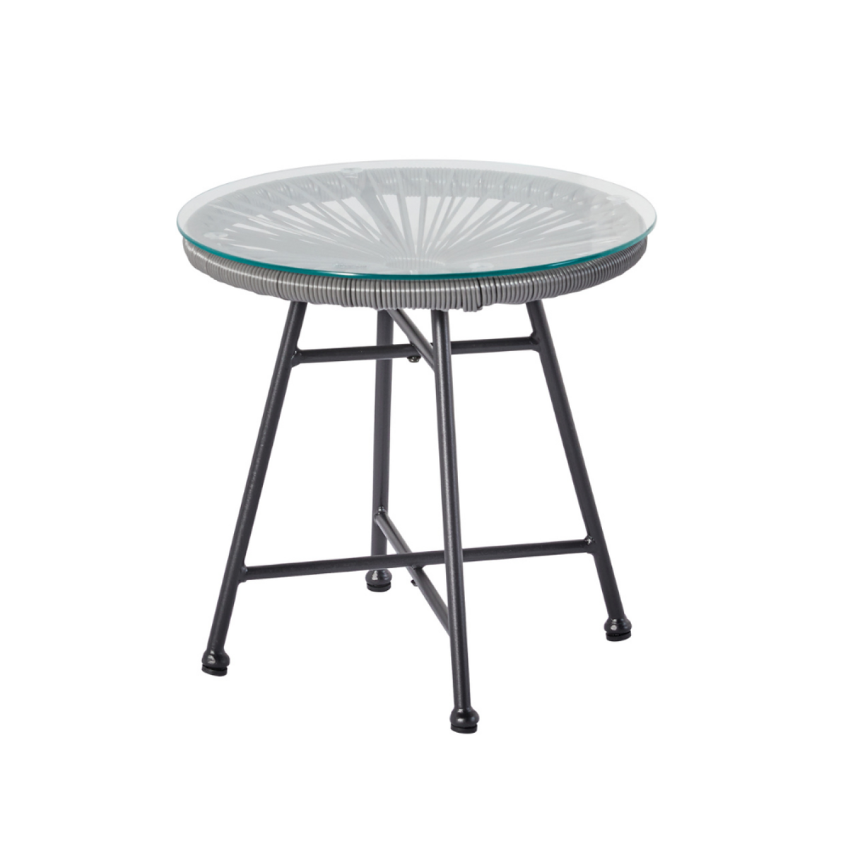 CONCEPT USINE Salon de jardin 2 fauteuils ronds et table basse gris ACAPULCO