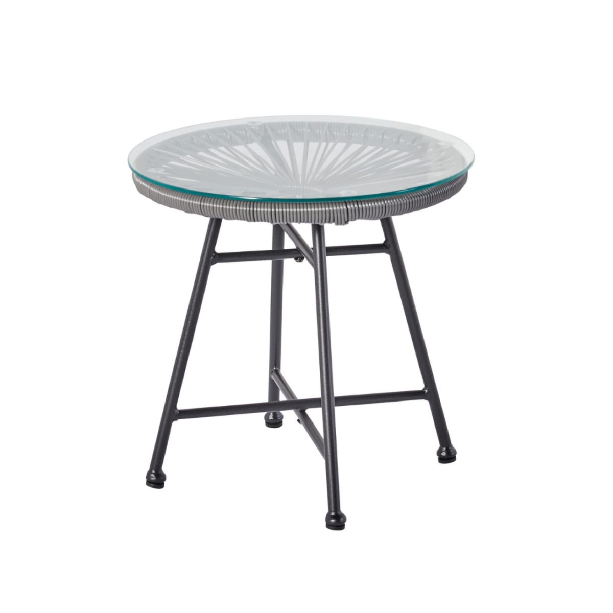 CONCEPT USINE Salon de jardin 2 fauteuils ronds et table basse gris ACAPULCO