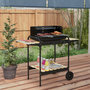 Voir la diapositive 2 : OUTSUNNY Barbecue à charbon sur pied grille réglable 2 roues 3 étagères récupérateur de cendres noir