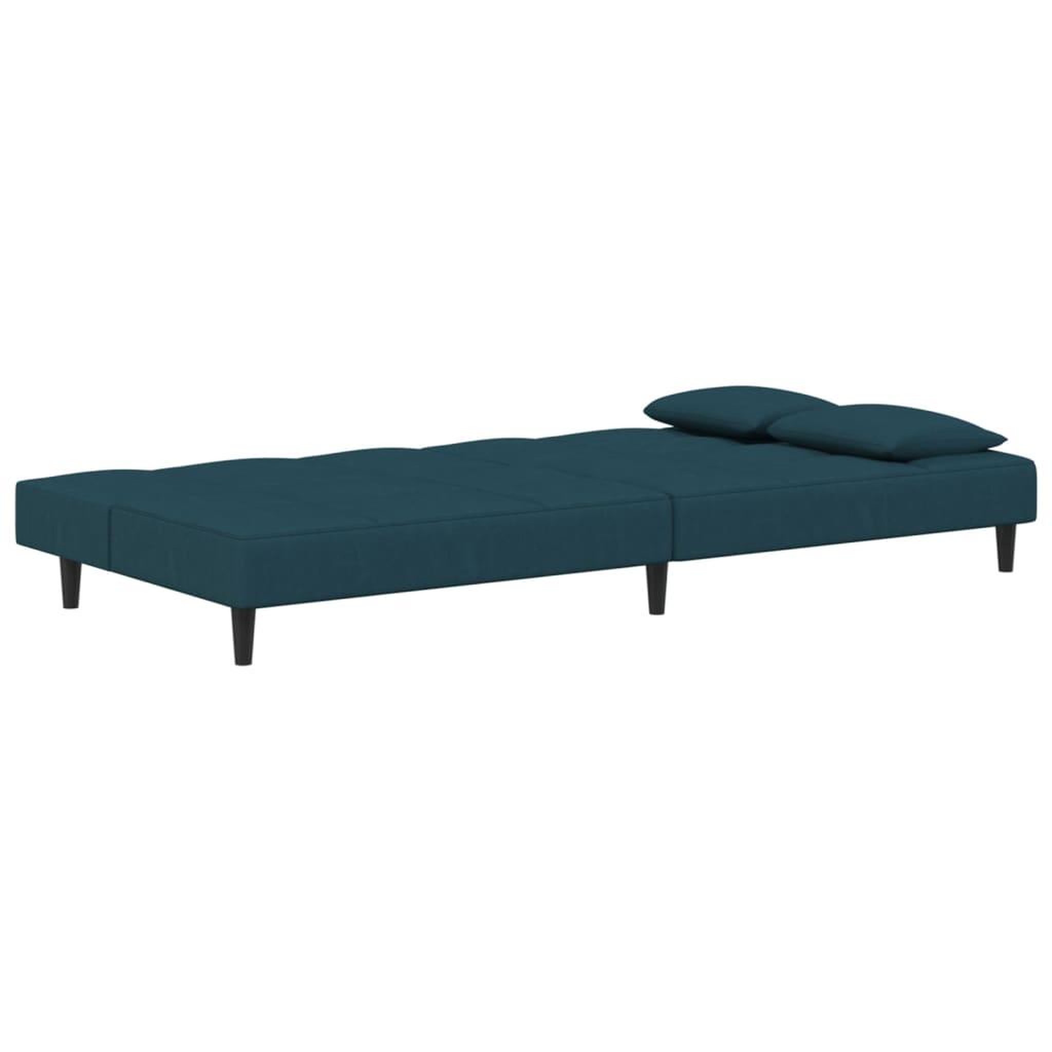 Voir la diapositive 5 : VIDAXL Canape-lit a 2 places avec deux oreillers bleu velours