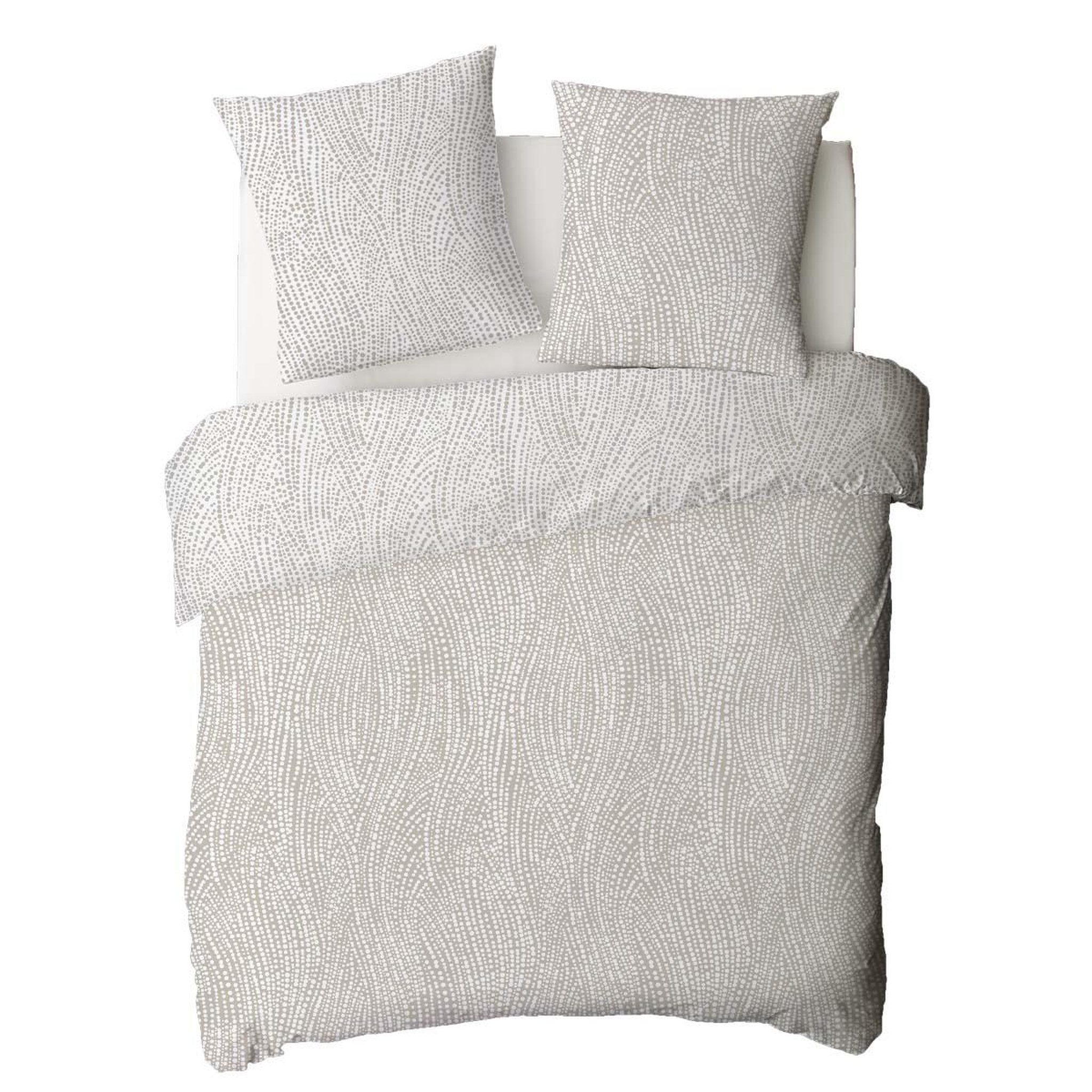 Voir la diapositive 4 : FUTURE HOME Parure de lit 2 personnes en coton 57 fils imprimé beige
