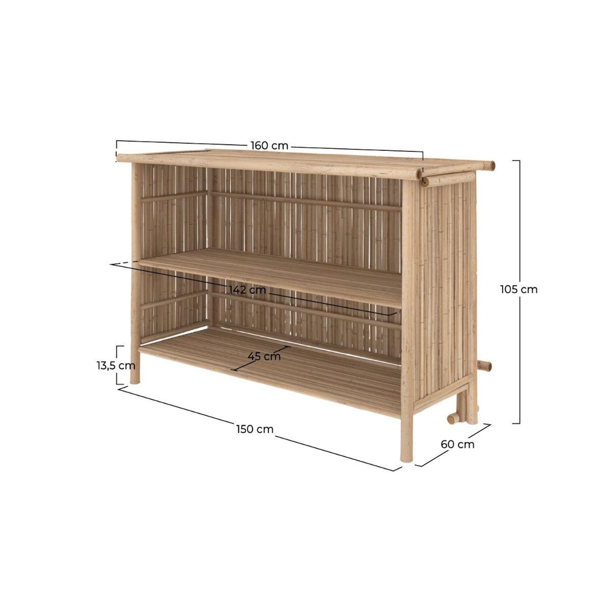 Rendez vous déco Ensemble bar et chaise de bar de jardin en bambou (lot de 2)-Vadella