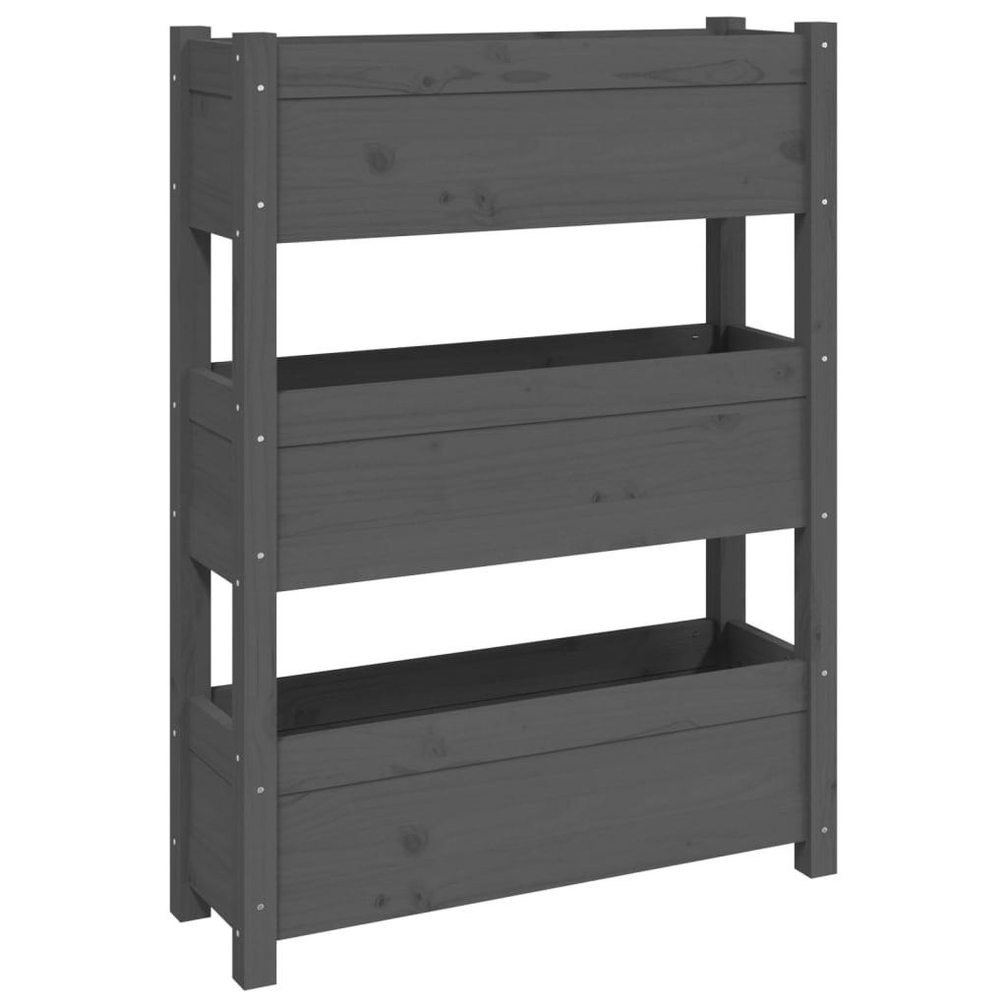 Voir la diapositive 2 : VIDAXL Jardiniere Gris 77x25x104,5 cm Bois massif de pin