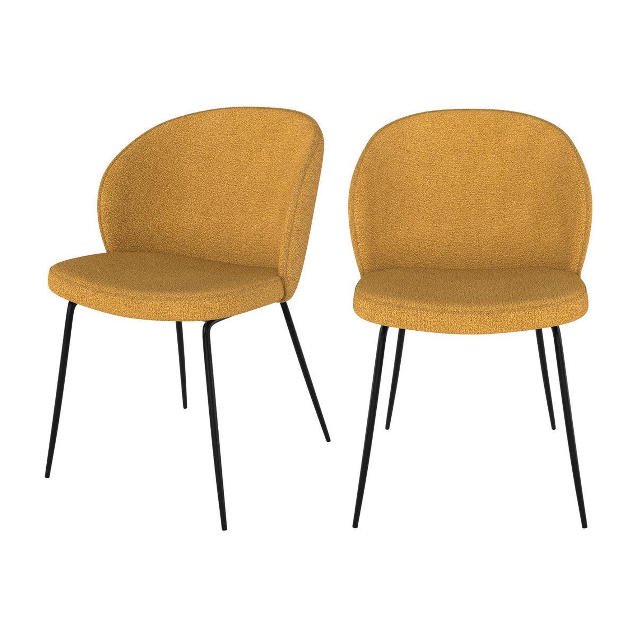 MAISON PAVANE Lot de 2 chaises jaunes en tissu bouclette et pied en métal-groom