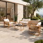 Voir la diapositive 2 : CONCEPT USINE Salon de jardin 4 places effet rotin coussins blancs TURINI