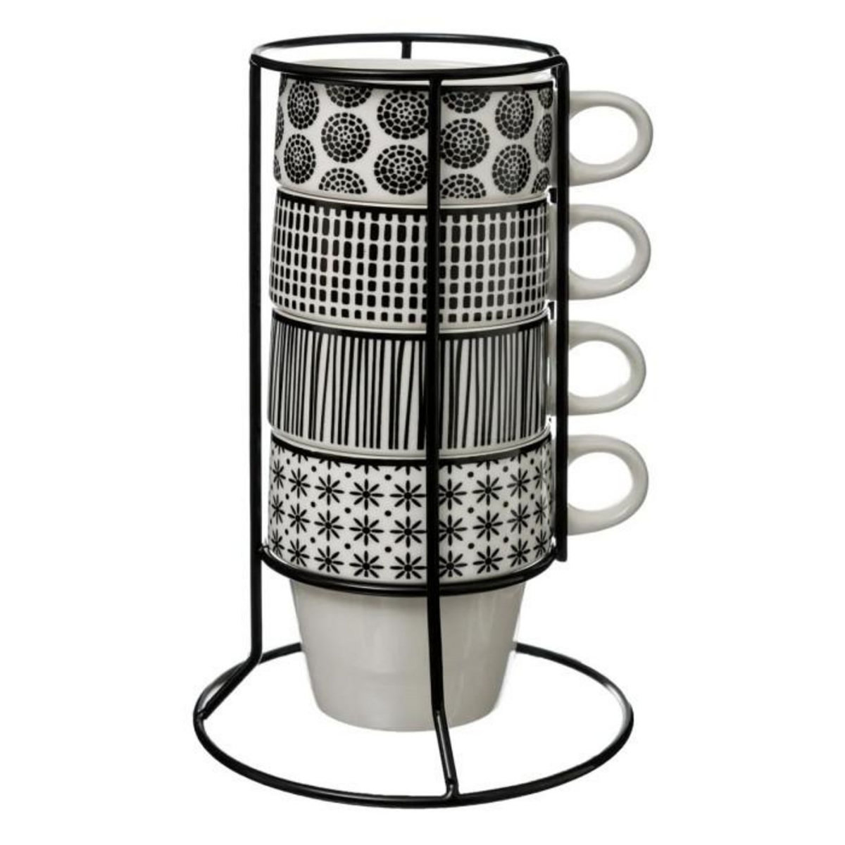 SECRET DE GOURMET Lot de 4 Mugs sur Rack  Bohemia  26cl Blanc