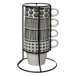 SECRET DE GOURMET Lot de 4 Mugs sur Rack  Bohemia  26cl Blanc