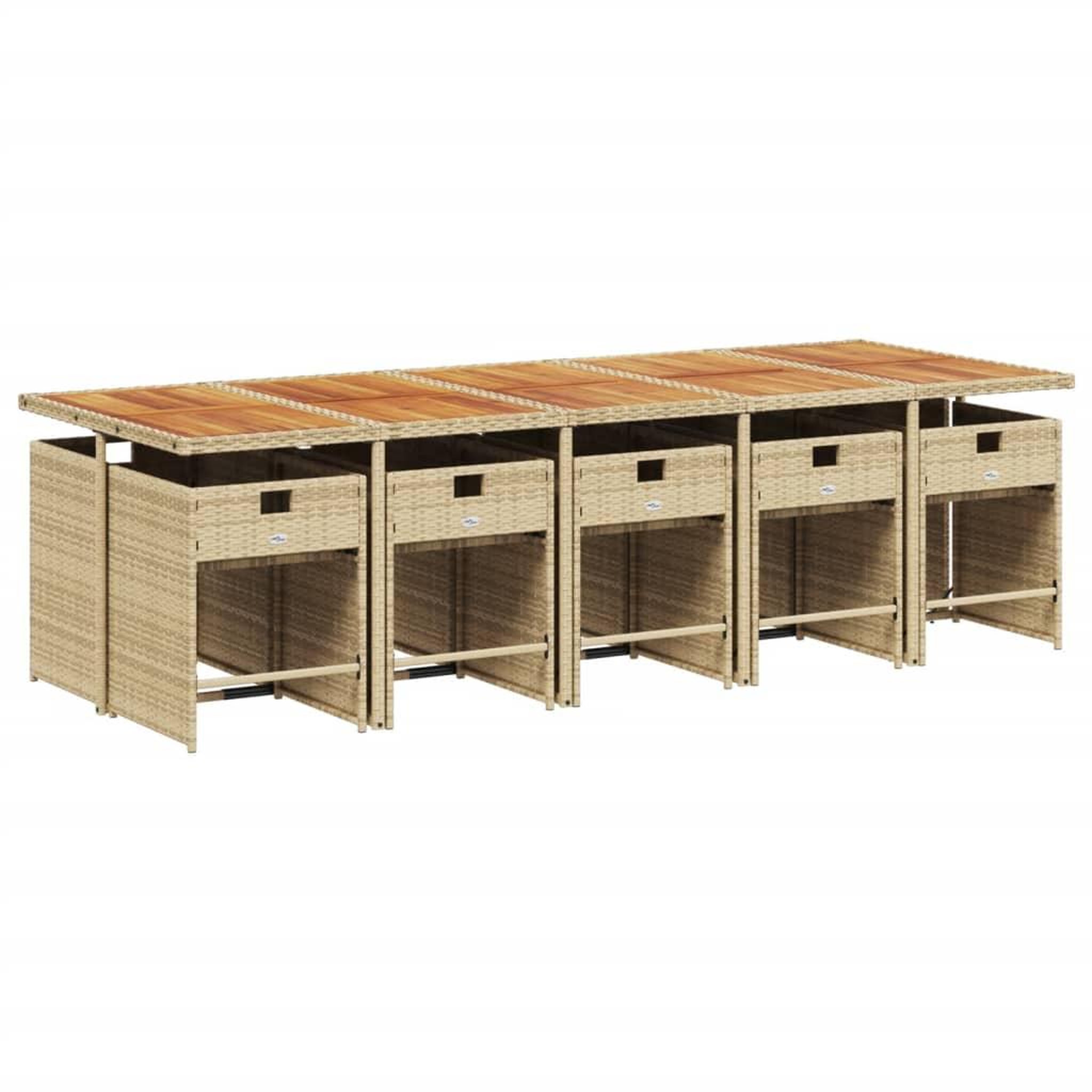 Voir la diapositive 3 : VIDAXL Ensemble a manger de jardin et coussins 11 pcs beige poly rotin