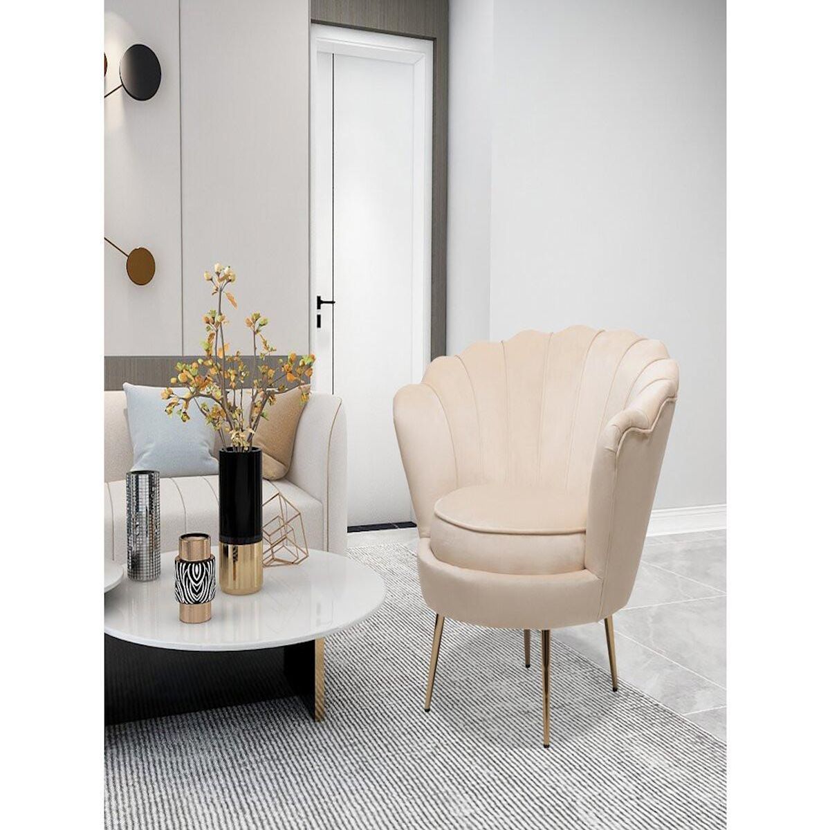 Habitat et Jardin Fauteuil en velours  Floria  - 70 x 73 x 76 cm - Beige