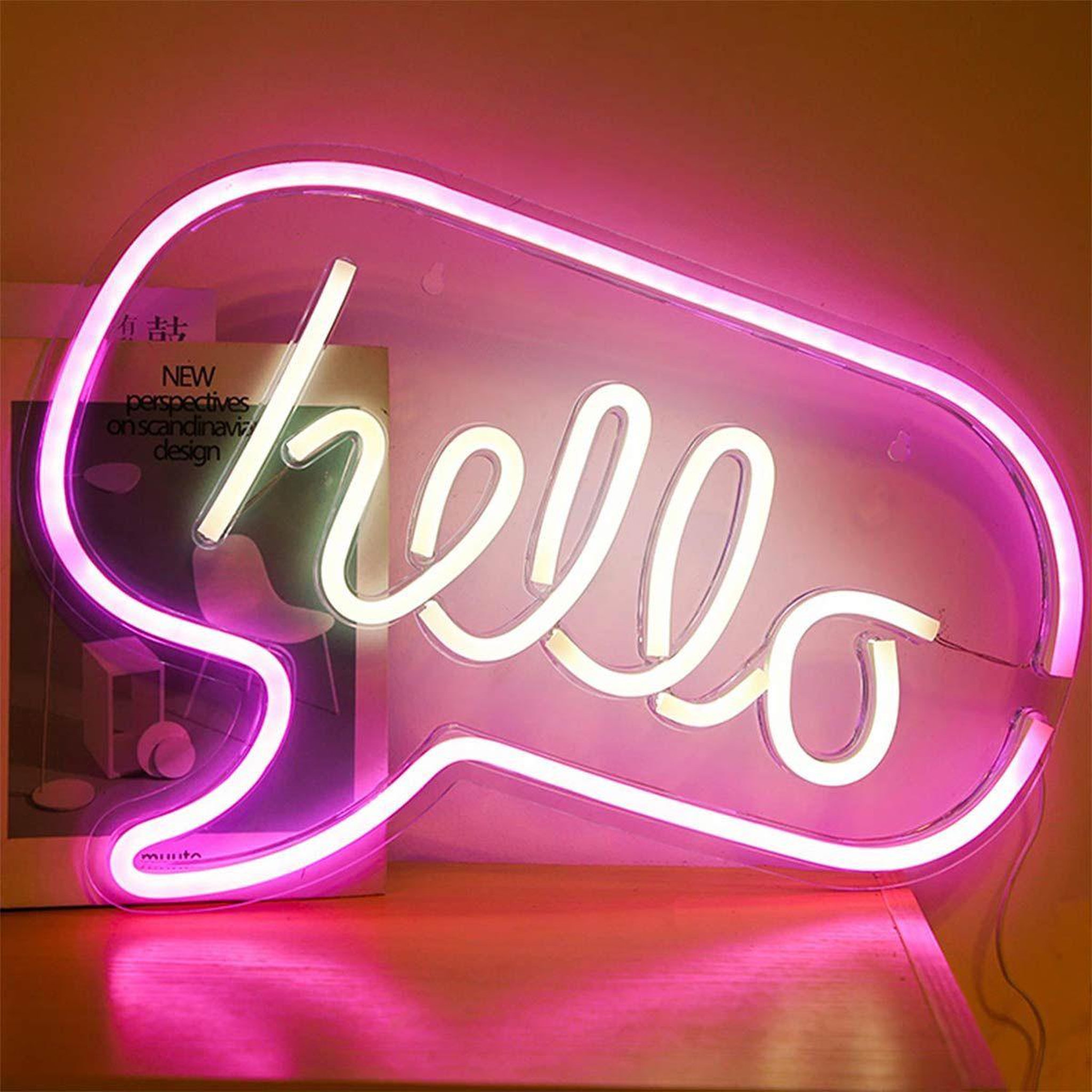 Voir la diapositive 3 : The Home Deco Factory Lampe design néon  hello  43cm blanc