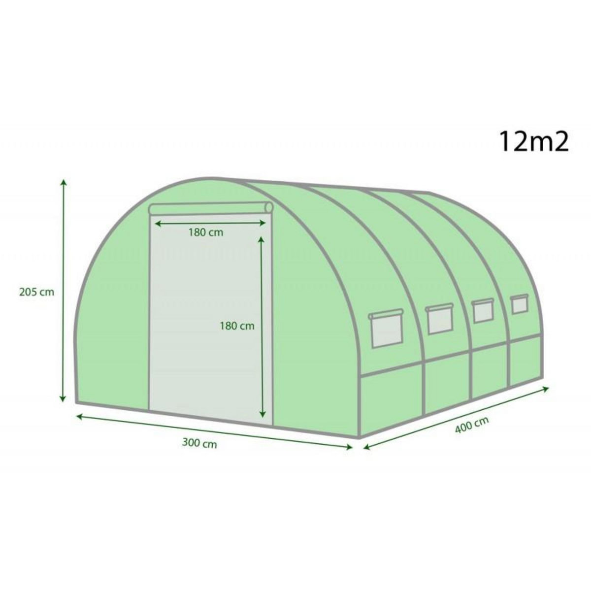 EUROSPEN Bâche armée pour serre de jardin tunnel 12m2 Green Roof