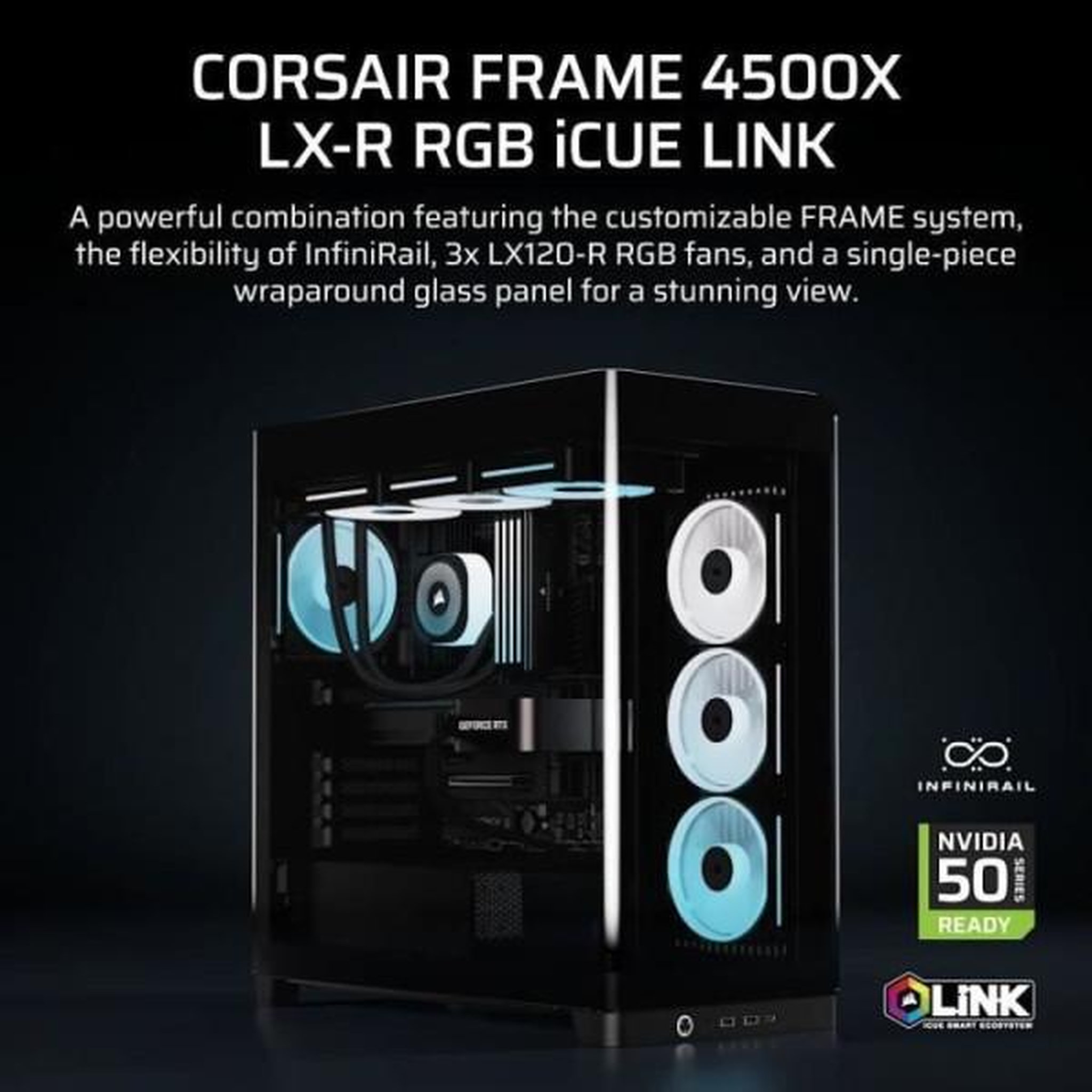 Voir la diapositive 2 : Corsair Boitier pc - corsair - frame 4500x lx-r rgb tempered glass mid-tower - 2 radiateurs - noir